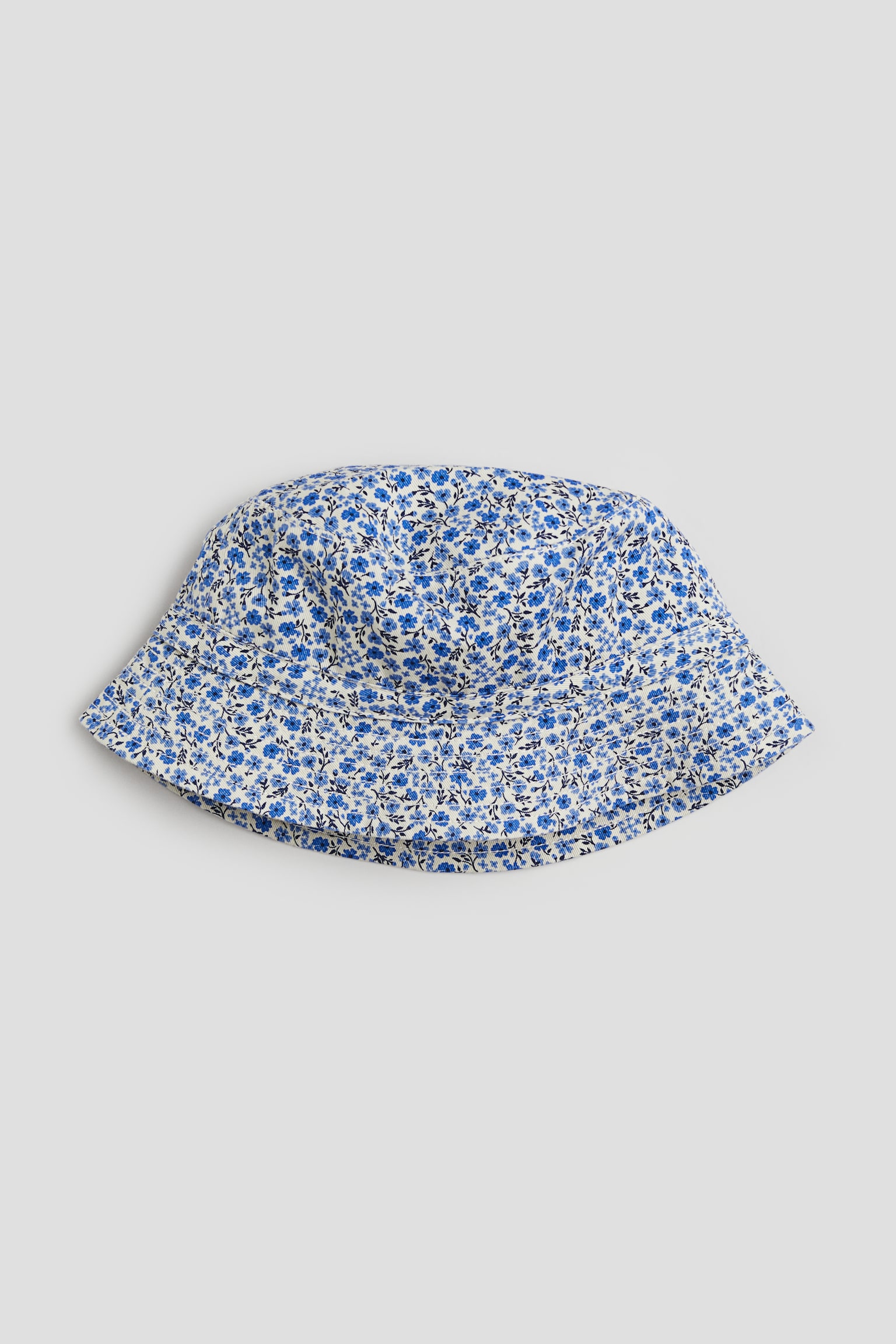 Printed twill bucket hat - Blue/Floral - 1