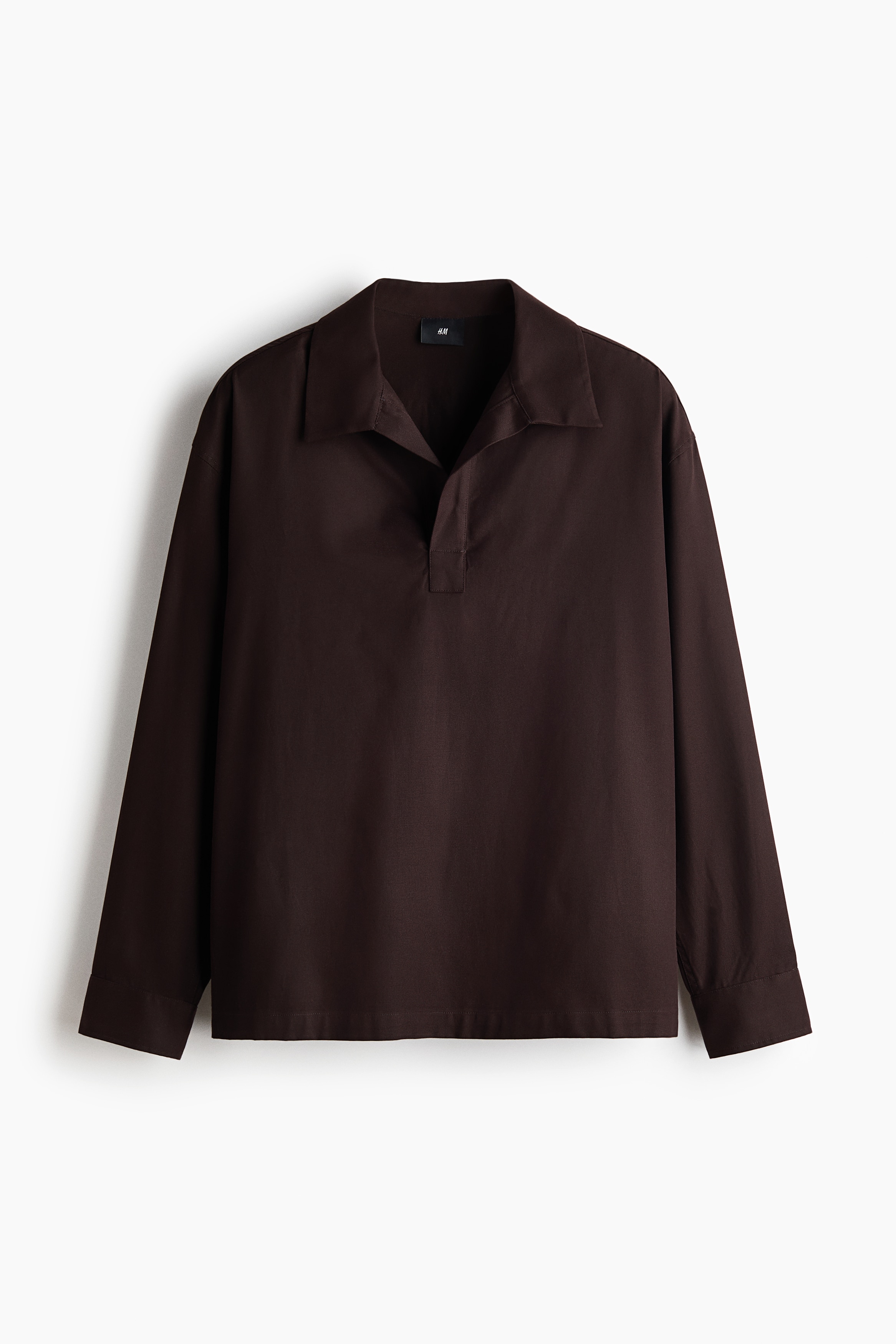 Popover hemd Relaxed Fit-Donkerbruin