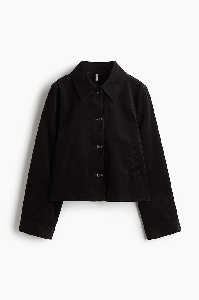 Veste en velours de coton côtelé - Noir/Vert foncé - 1
