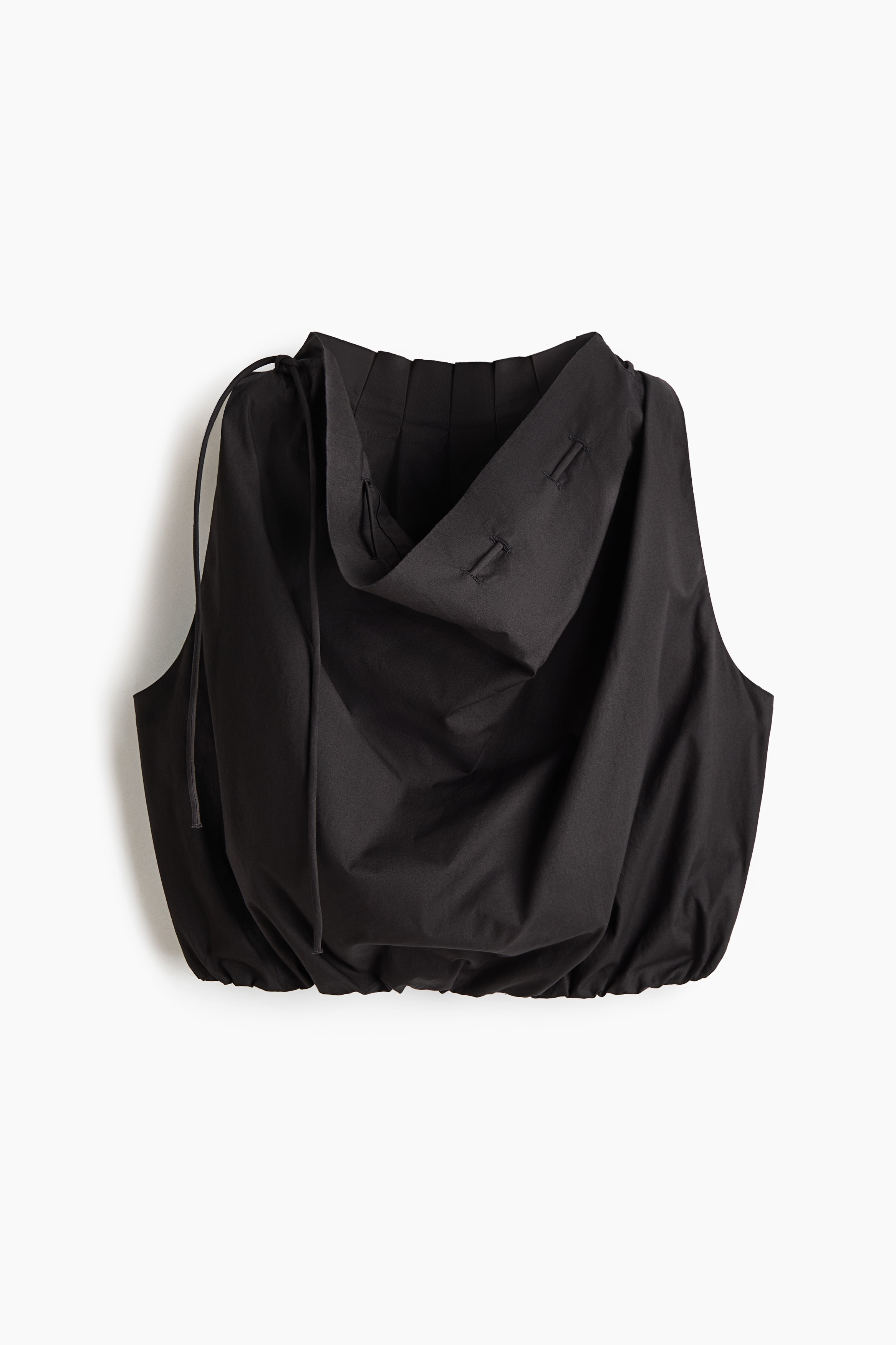Drawstring-Detail Poplin Top - Dark gray