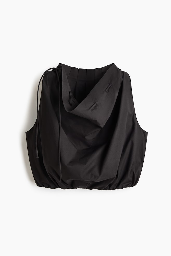 Drawstring-detail poplin top - Dark grey - 1