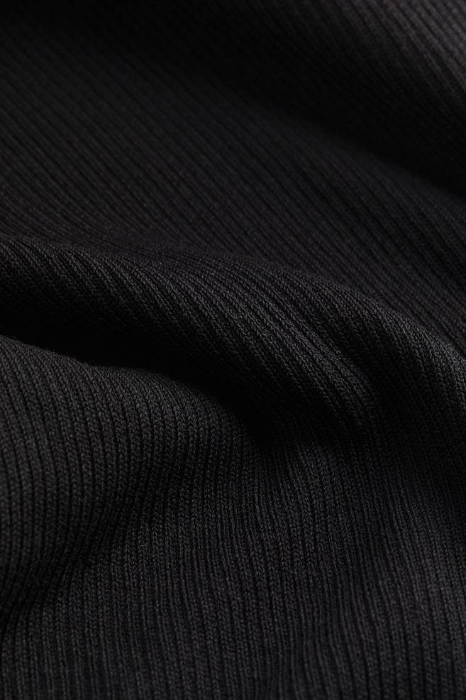 Rib-knit bodycon dress - Black/Light beige/Cream - 4