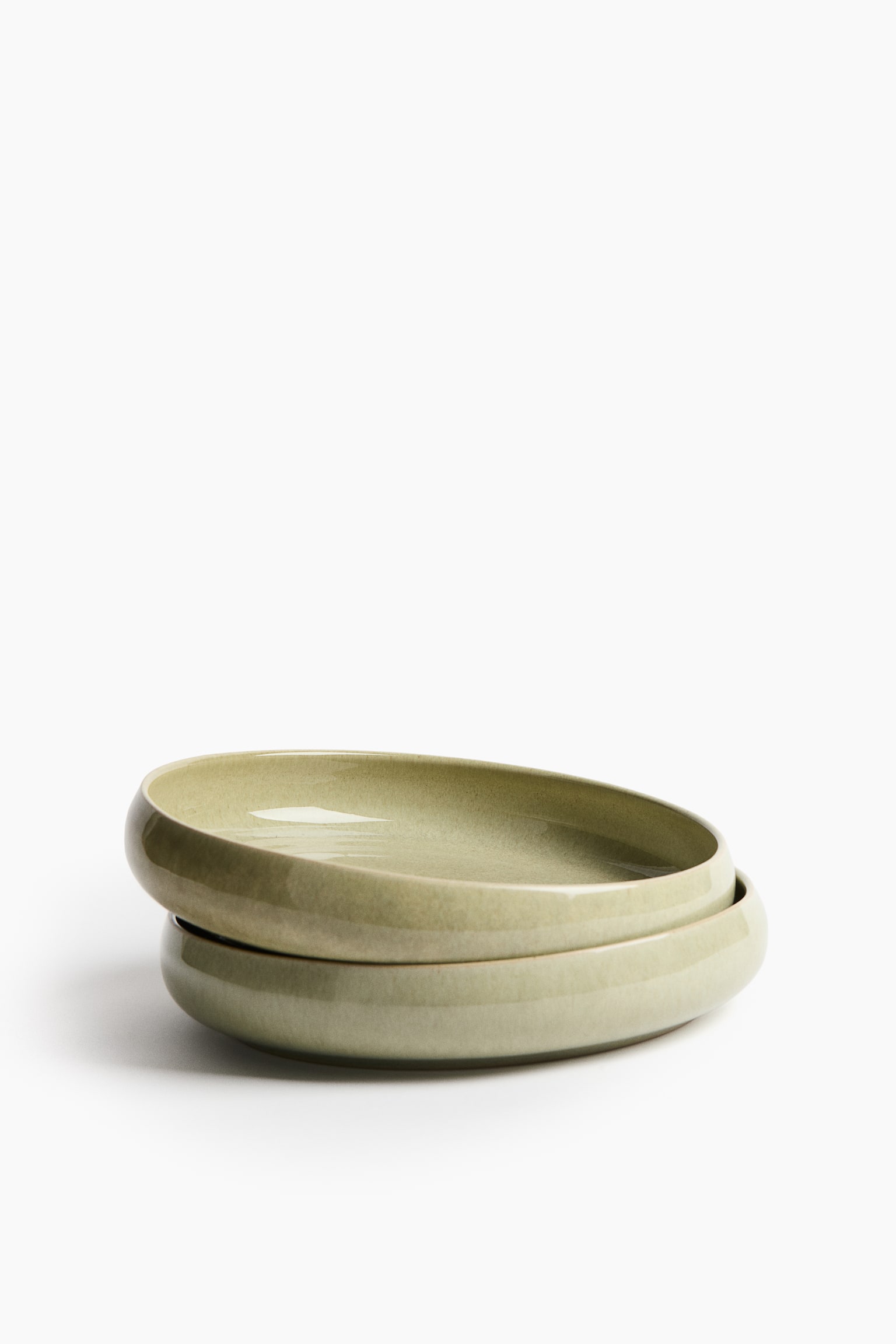 2-pack reactive-glaze soup plates - Green/Light beige - 5