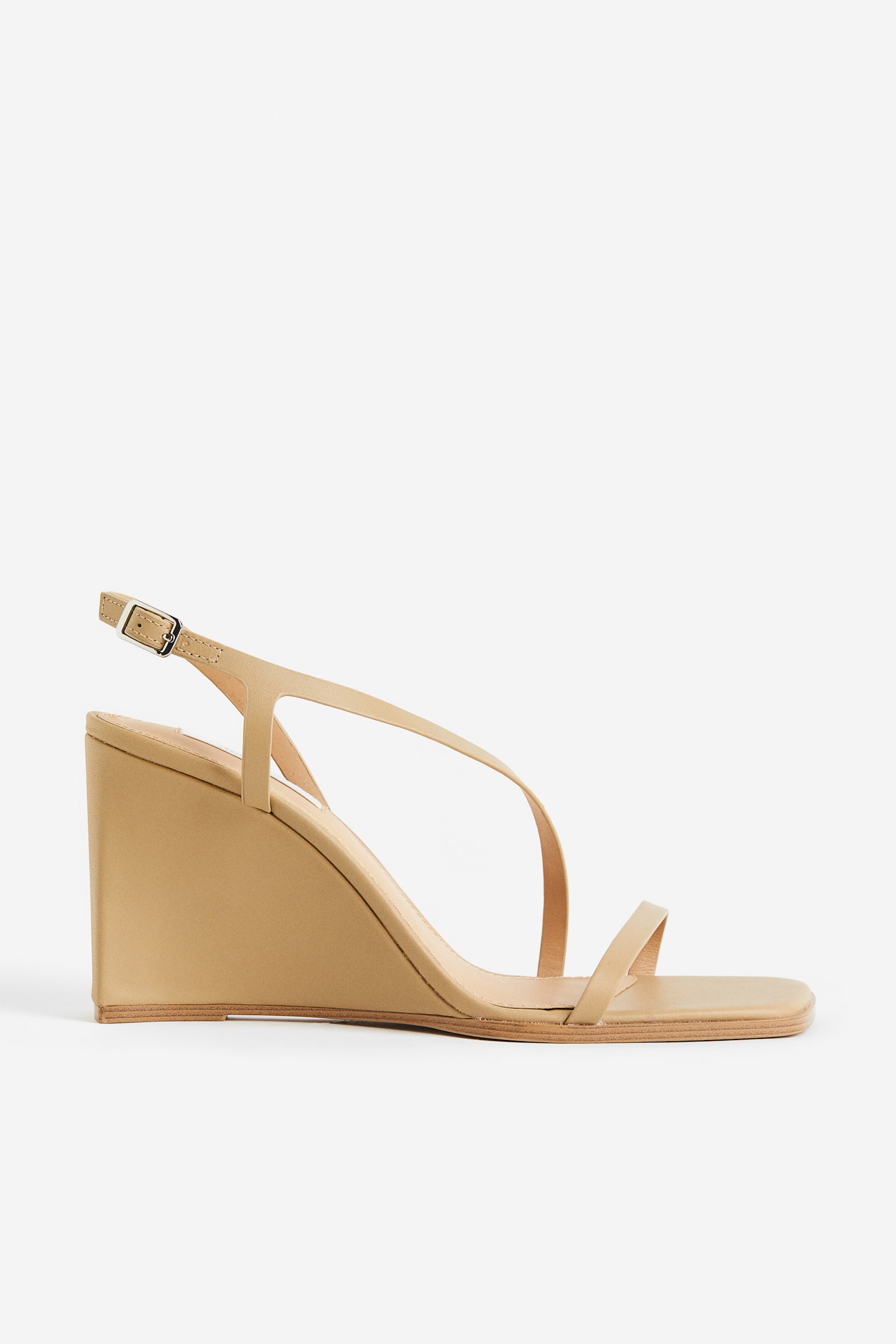 Wedge Heel Leather Sandals - Dark beige/Black - 1