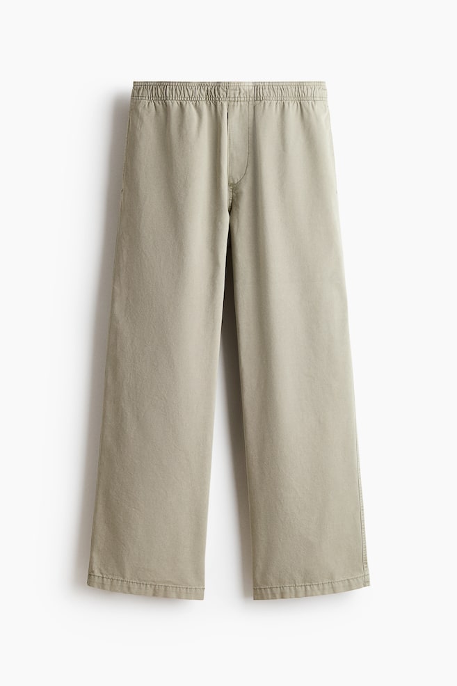 Hose aus Baumwollcanvas in Loose Fit - Helles Khakigrün/Schwarz/Cremefarben - 1