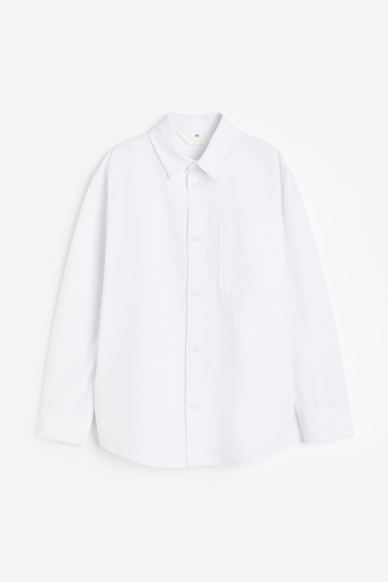 Cotton shirt - Long sleeve - Regular length - White - Kids | H&M GB