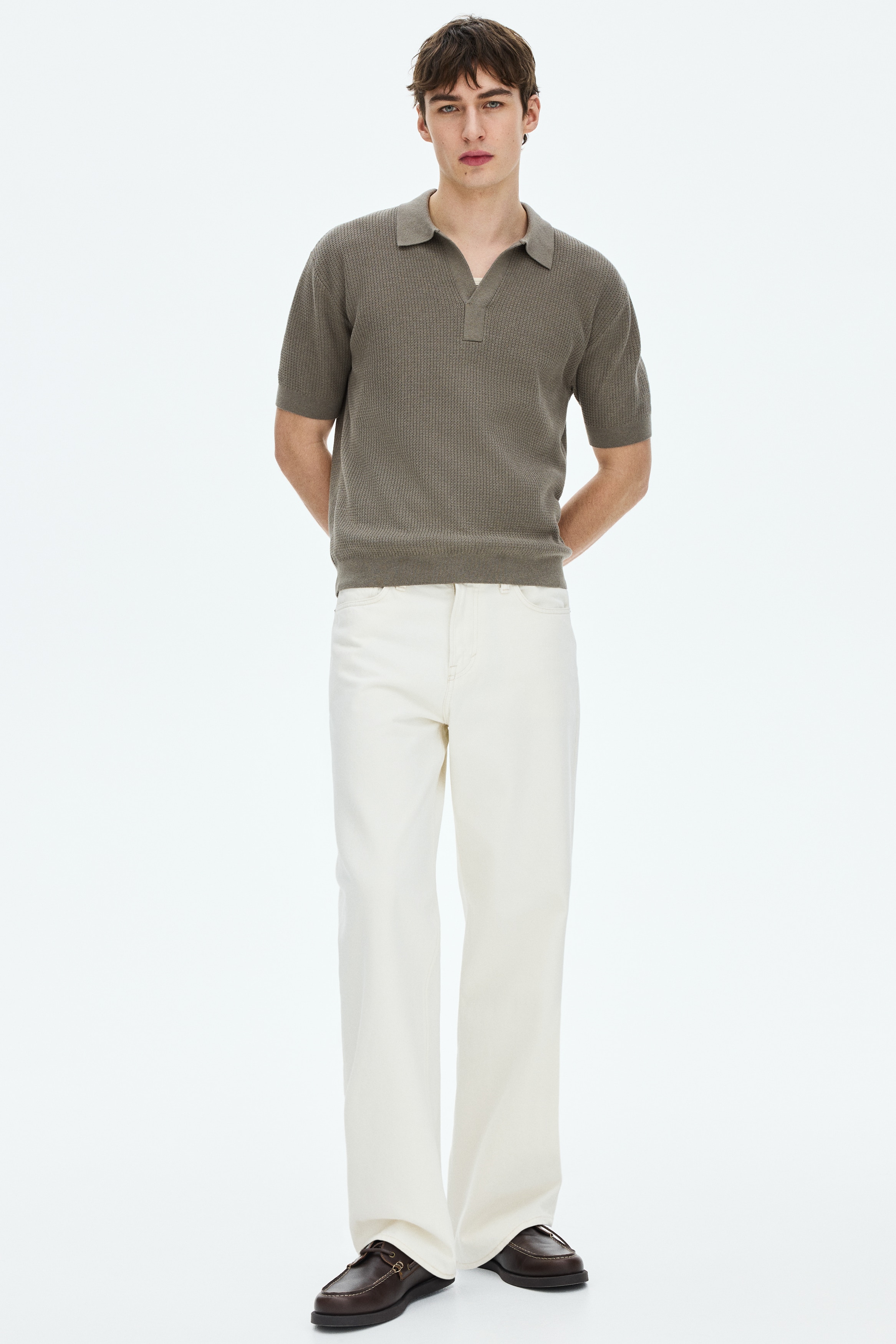 Regular Fit Cable-knit polo shirt