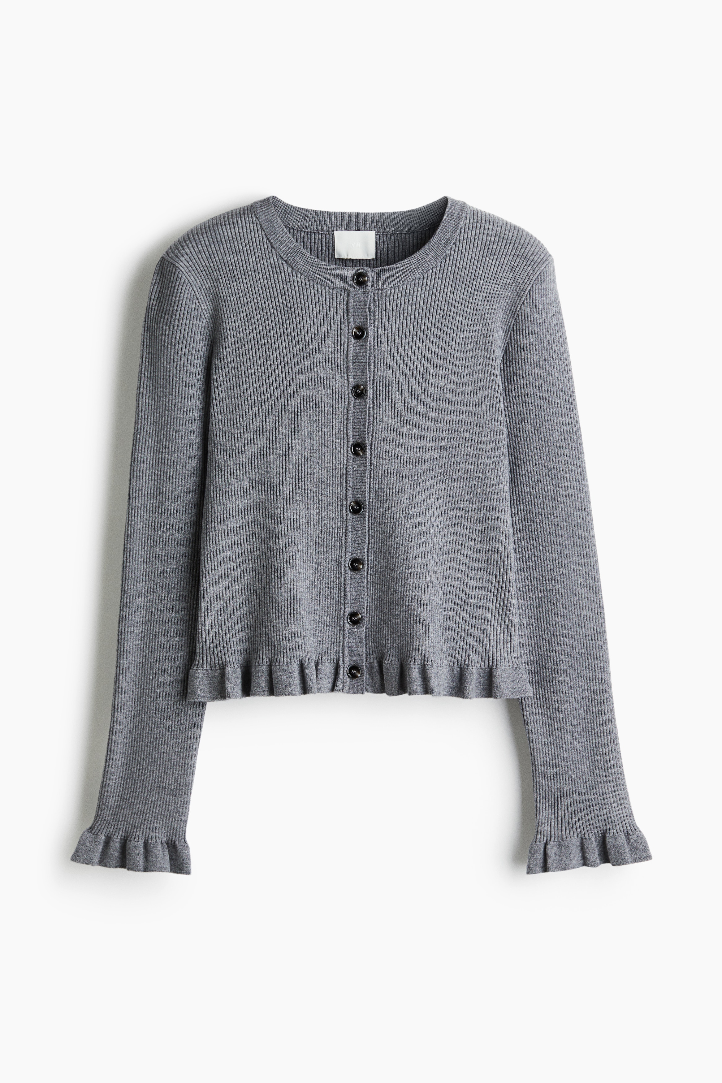 Rib-knit cardigan - Grey marl/Black/Brown/Cream/Dusty pink