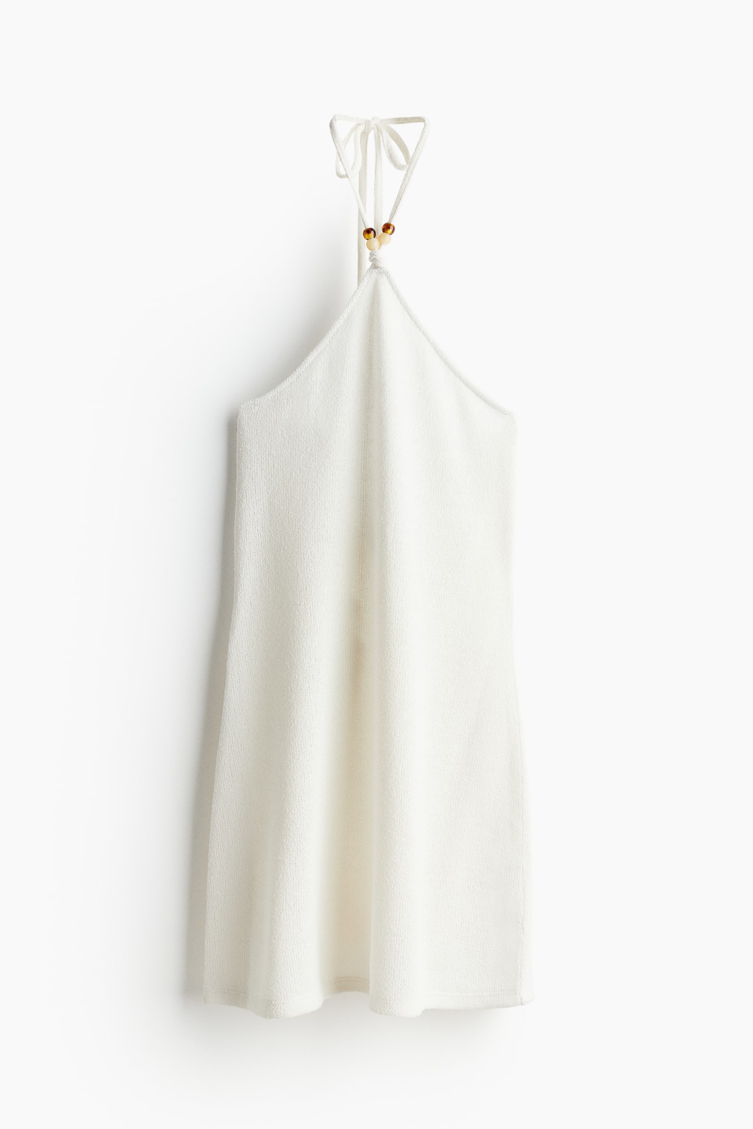 Bead-detail halterneck dress - Cream - 2