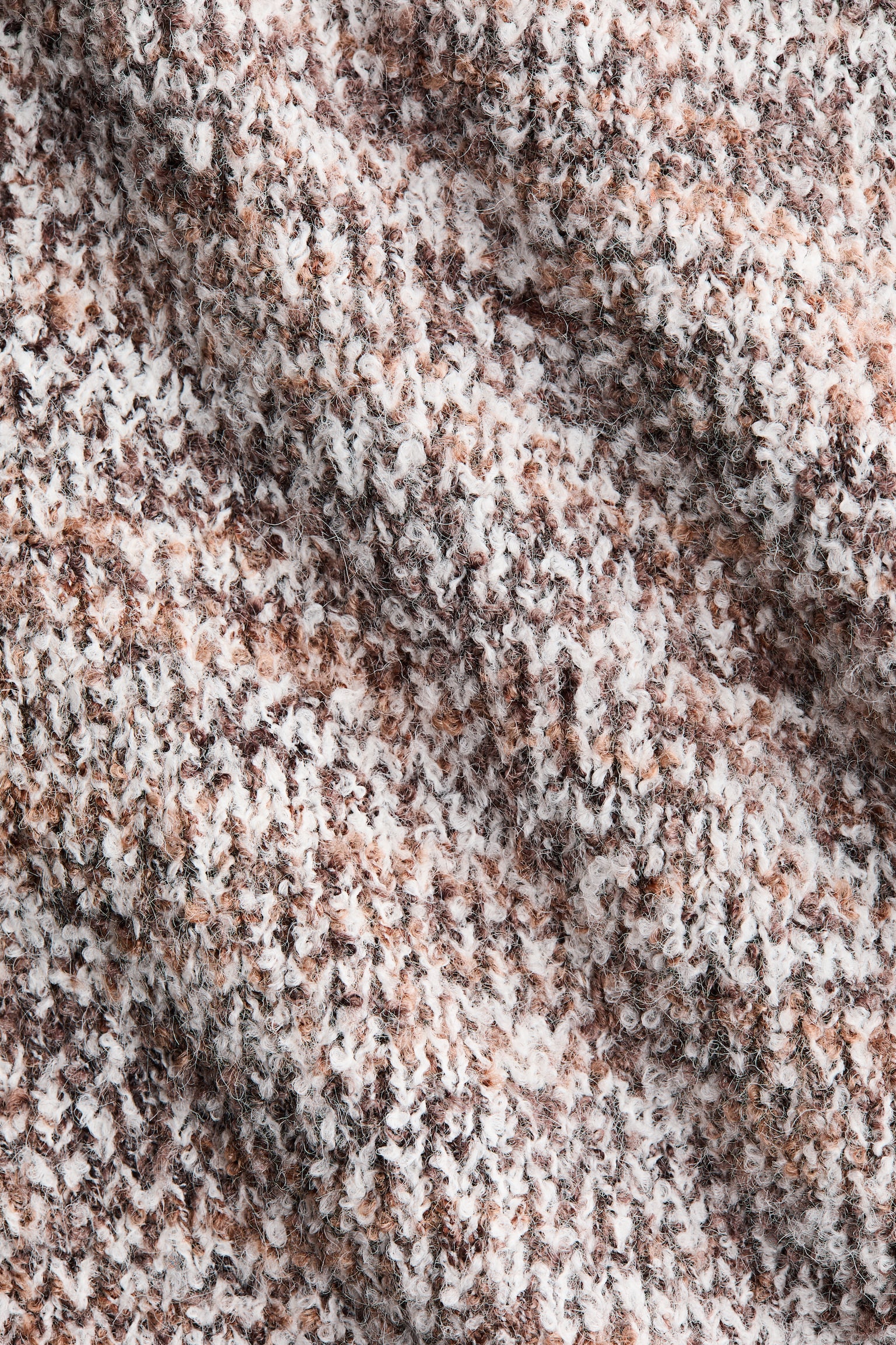 부클레 니트 스웨터 - 브라운/화이트 - 5