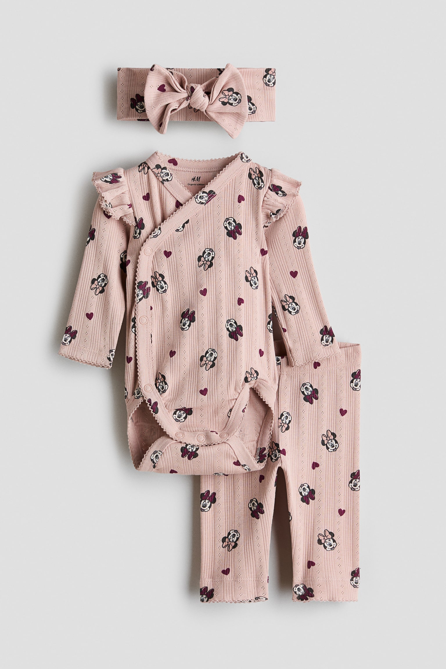 3-piece printed pointelle set - Light pink/Minnie Mouse
