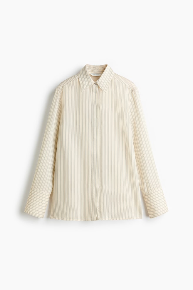 Long-Sleeved Shirt - Cream/striped - 1