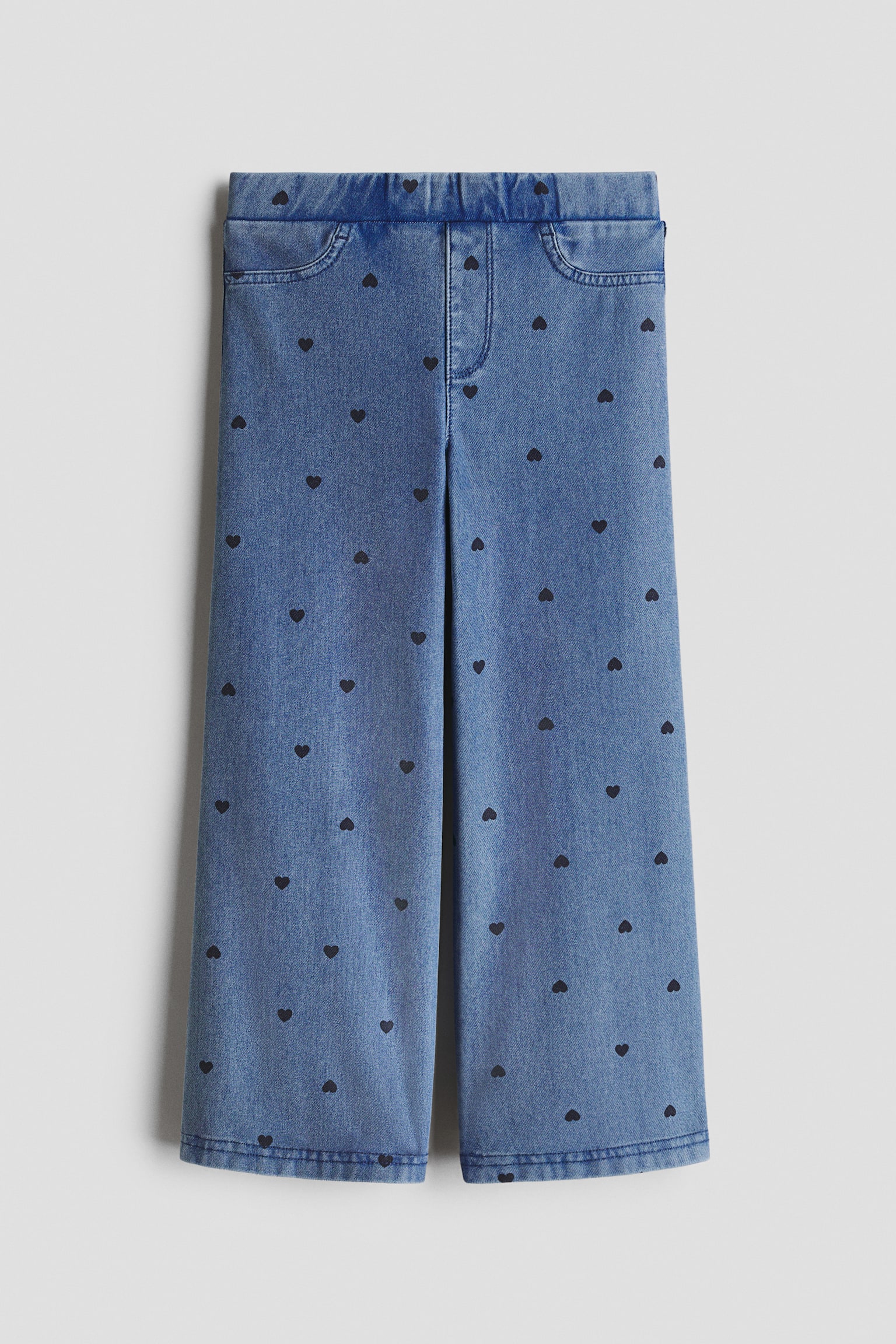 Wide denim-look jeggings - Denim blue/Hearts/Grey/Leopard print/Dark denim blue/Cherries