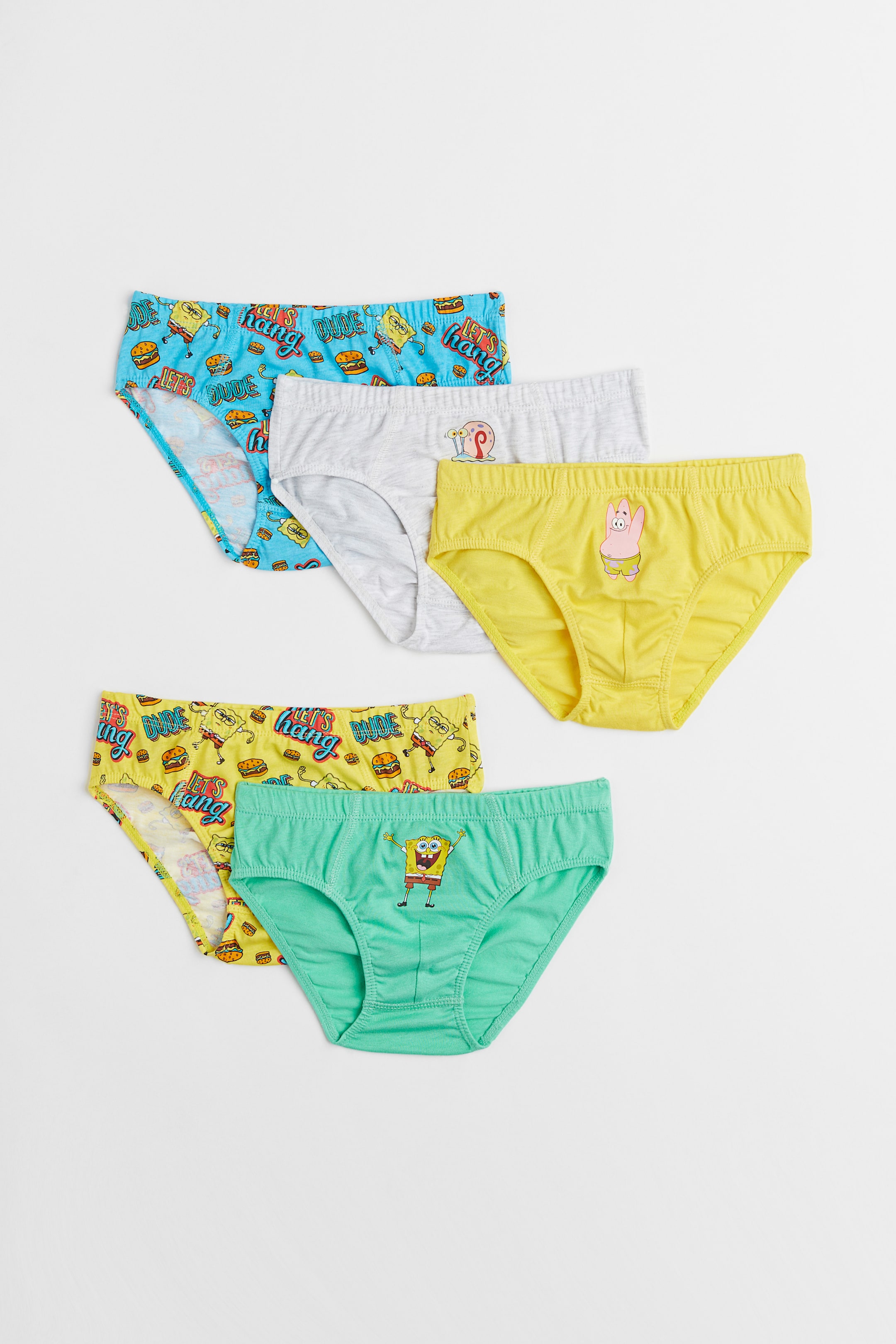 View larger image: 5-pack printed boys’ briefs - Yellow/SpongeBob SquarePants - Kids | H&M 1