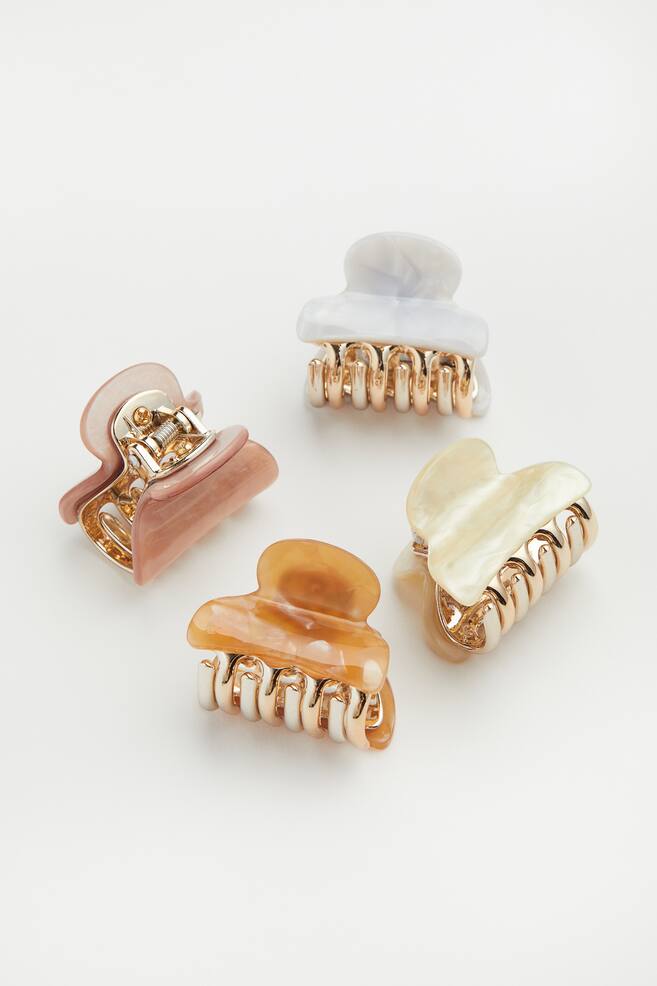 4-pack hair claws - Light grey/Old rose/Gold-coloured/Pink/Old rose/Marble-patterned/Turquoise/Gold-coloured/dc/dc - 1