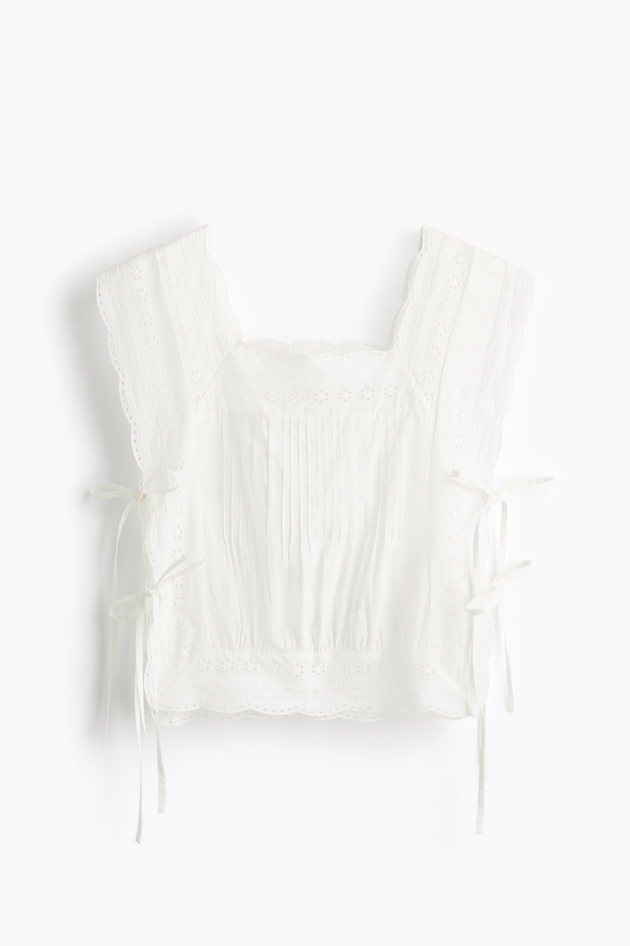 Ver imagen más grande: Top en bordado inglés con lazada - Blanco - MUJER | H&M ES 1