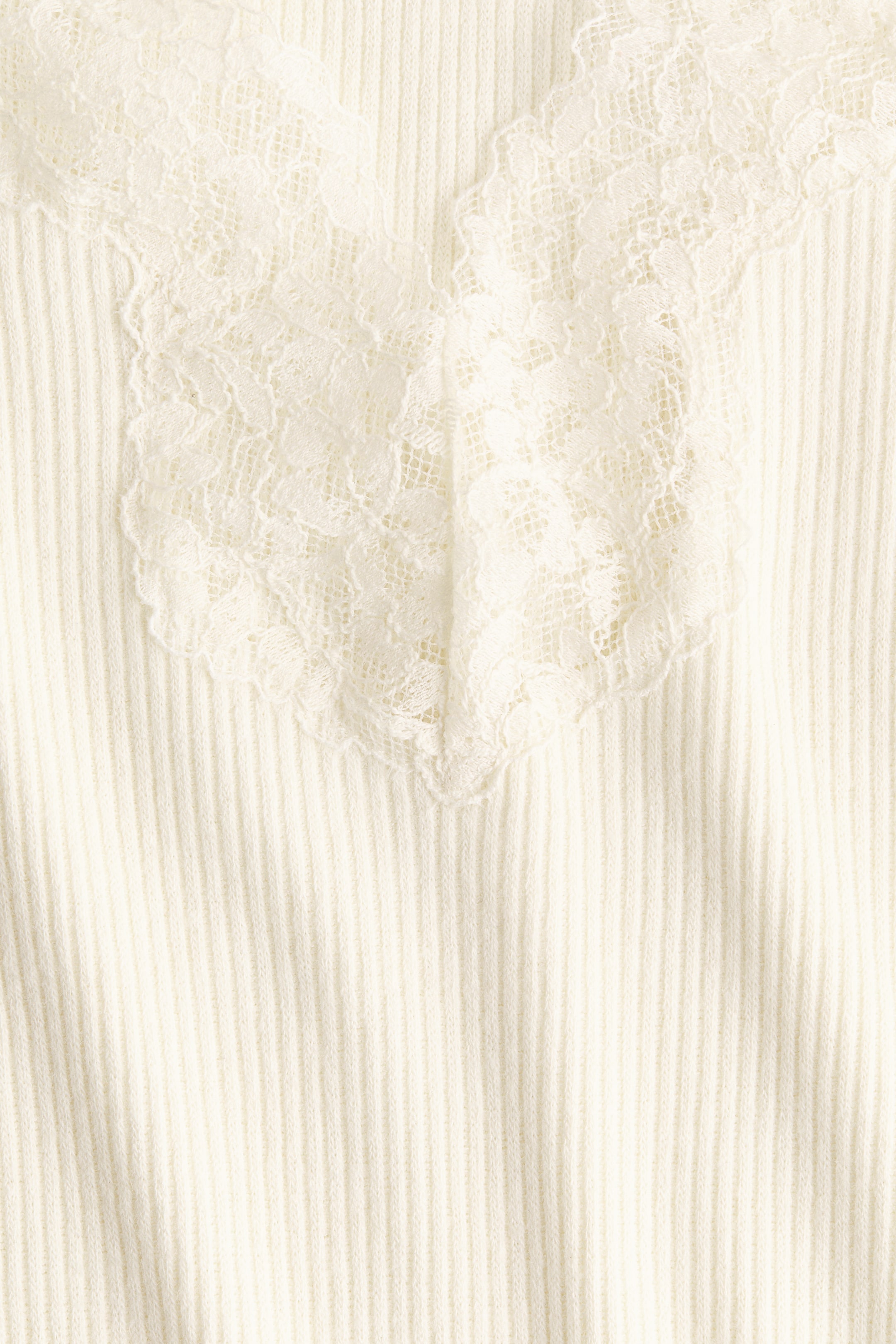 Lace-Trimmed Ribbed Top