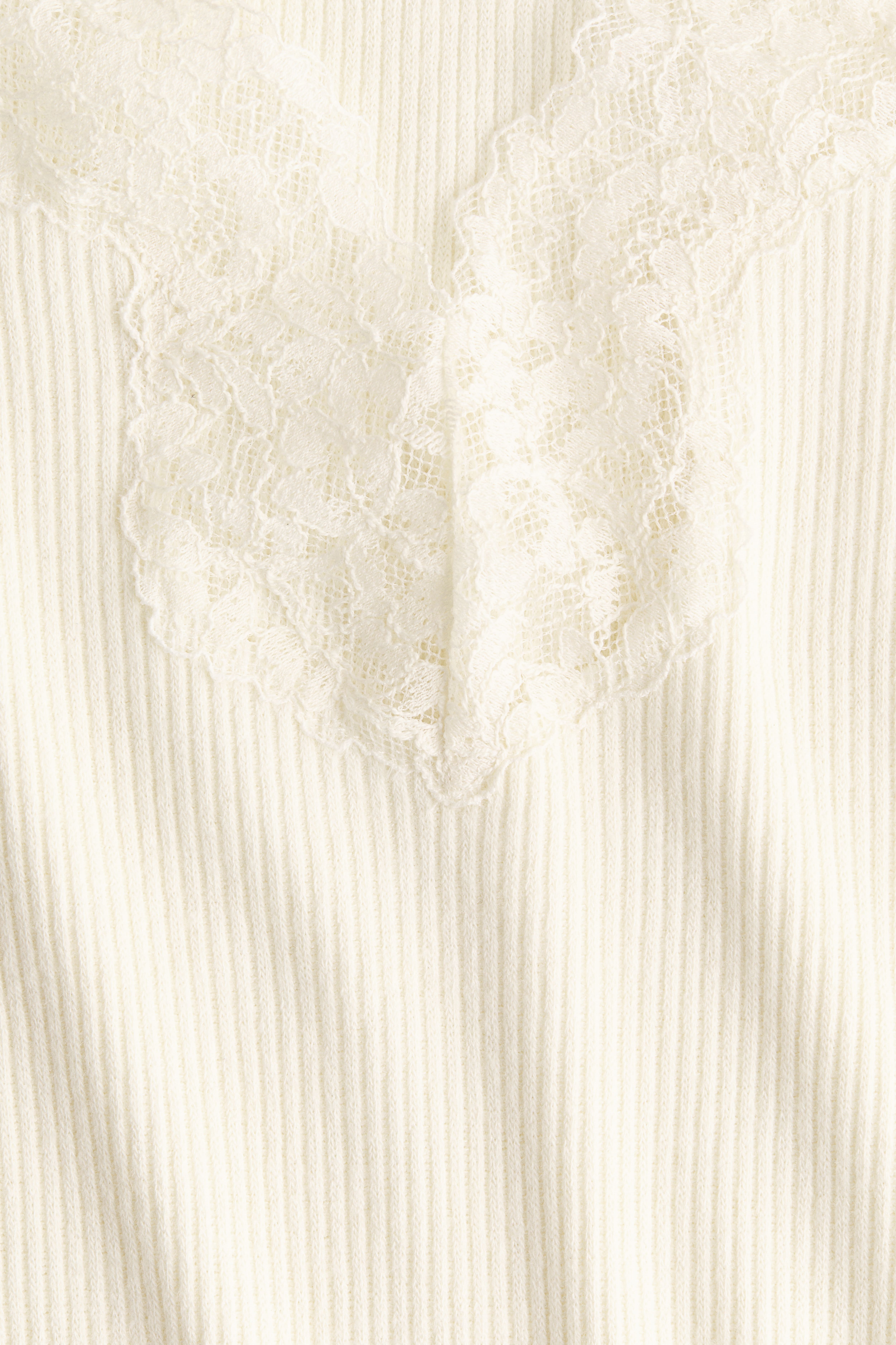 Lace-Trimmed Ribbed Top