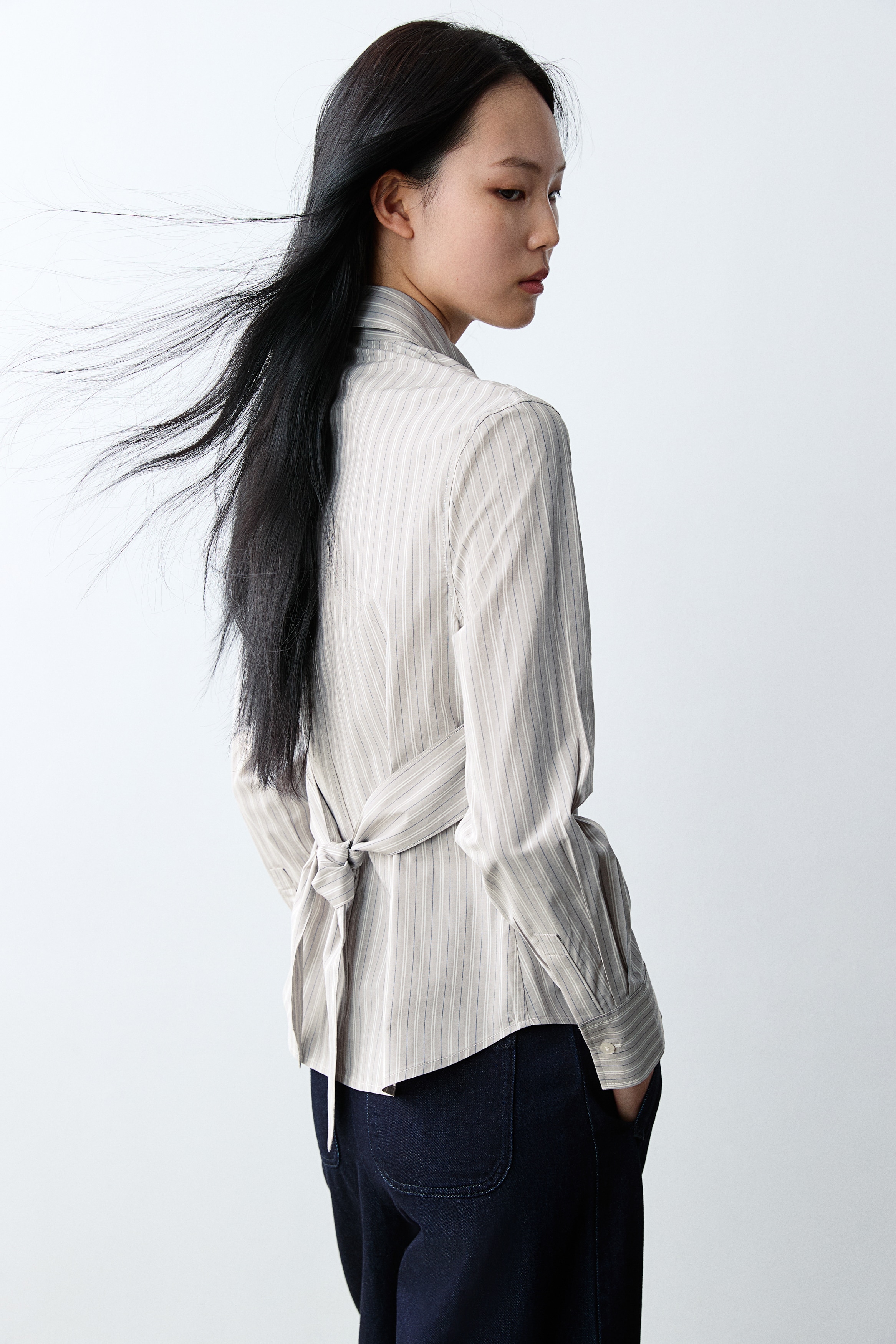 レイヤードシャツ - ライトグレー／ストライプ - レディース | H&M JP