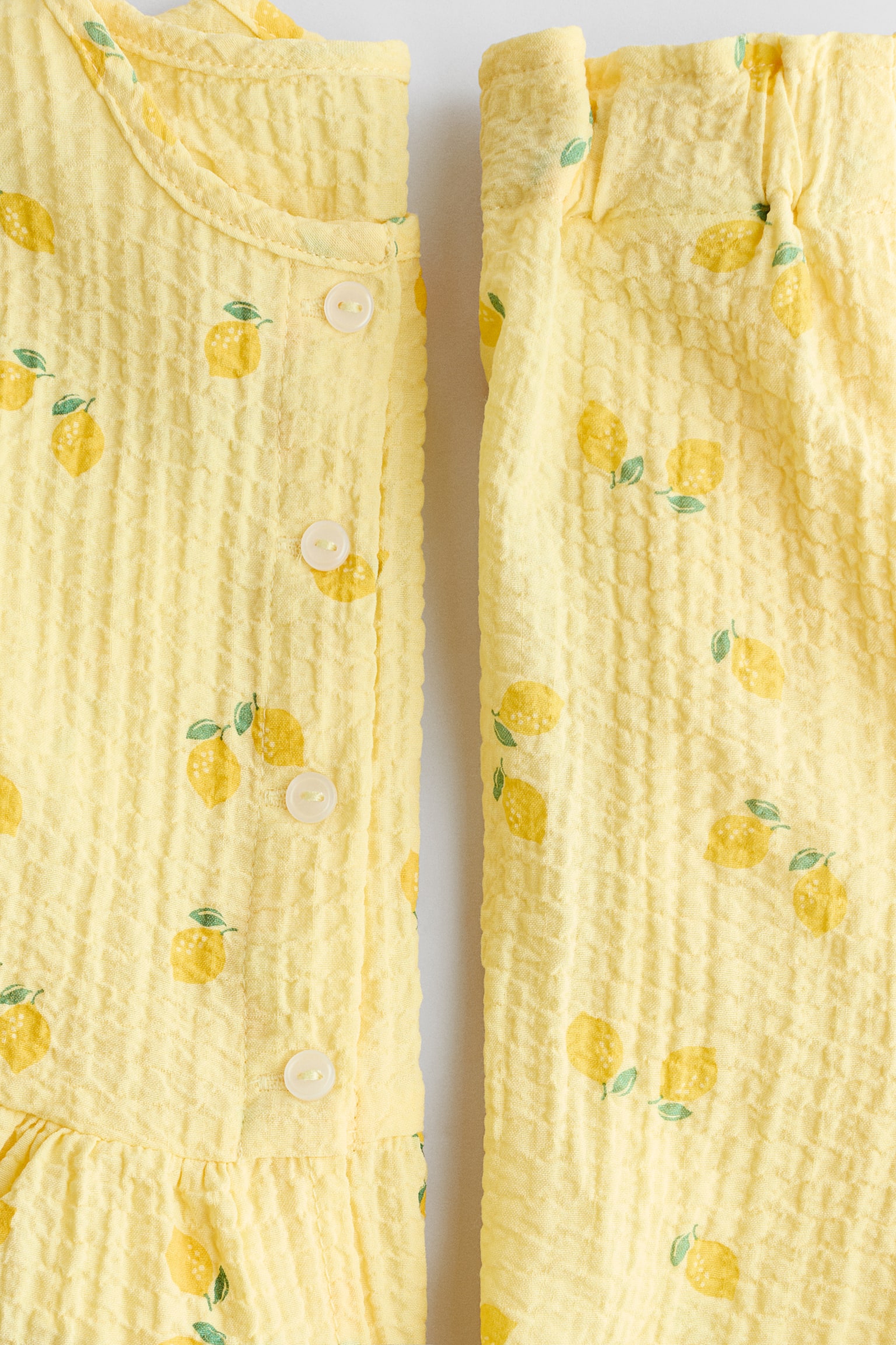 Set 2 pezzi in seersucker - Giallo/limoni/Bianco/fragole/Azzurro/fiori - 2