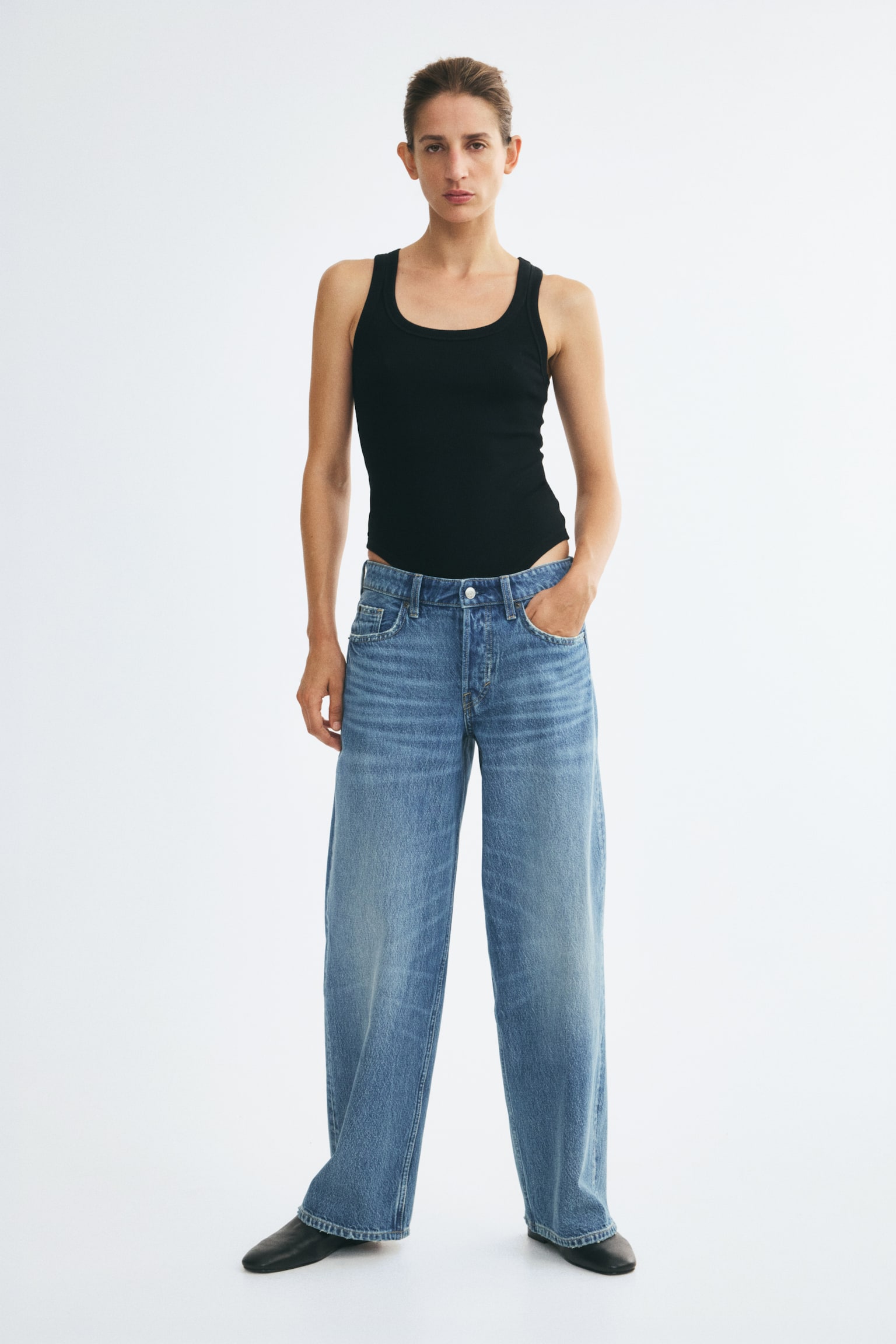 Женские джинсы H&M Baggy Low-Waist, цвет: Джинсовый синий — фото 3