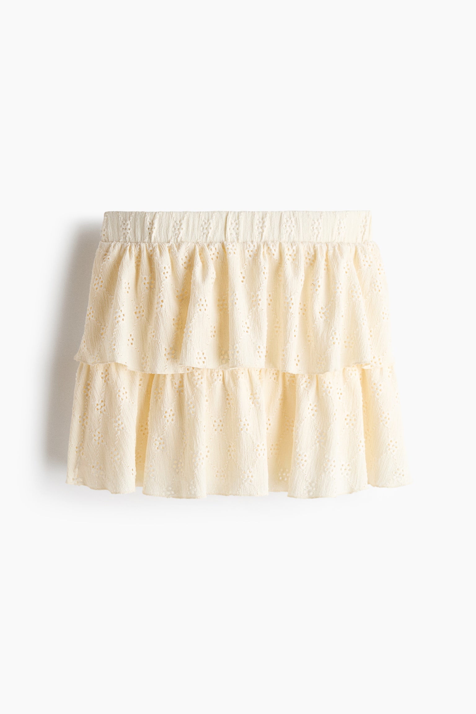 Minifalda con bordado inglés - Crema
