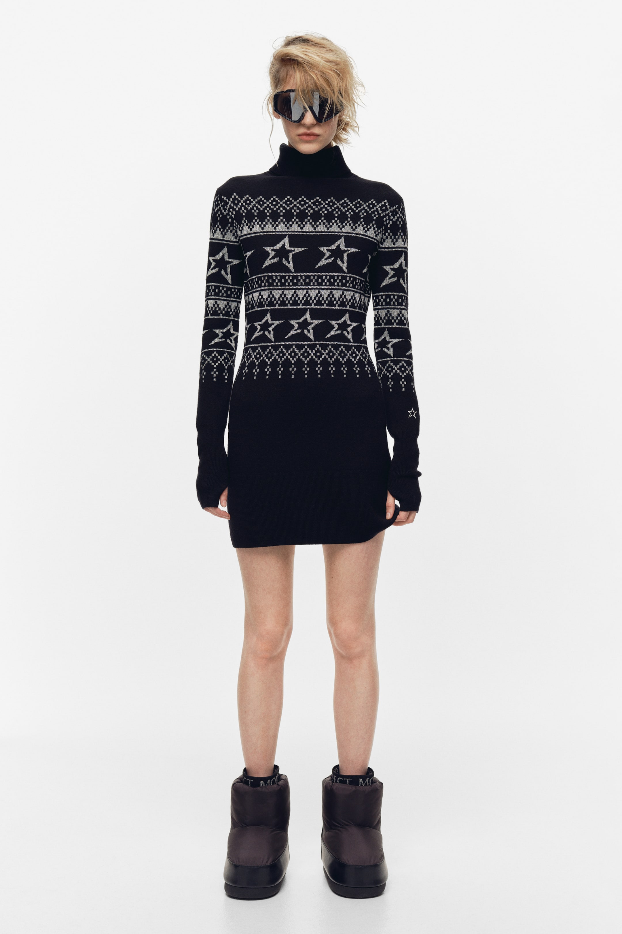 View larger image: Jacquard-knit merino wool-blend dress - Black - Ladies | H&M 1