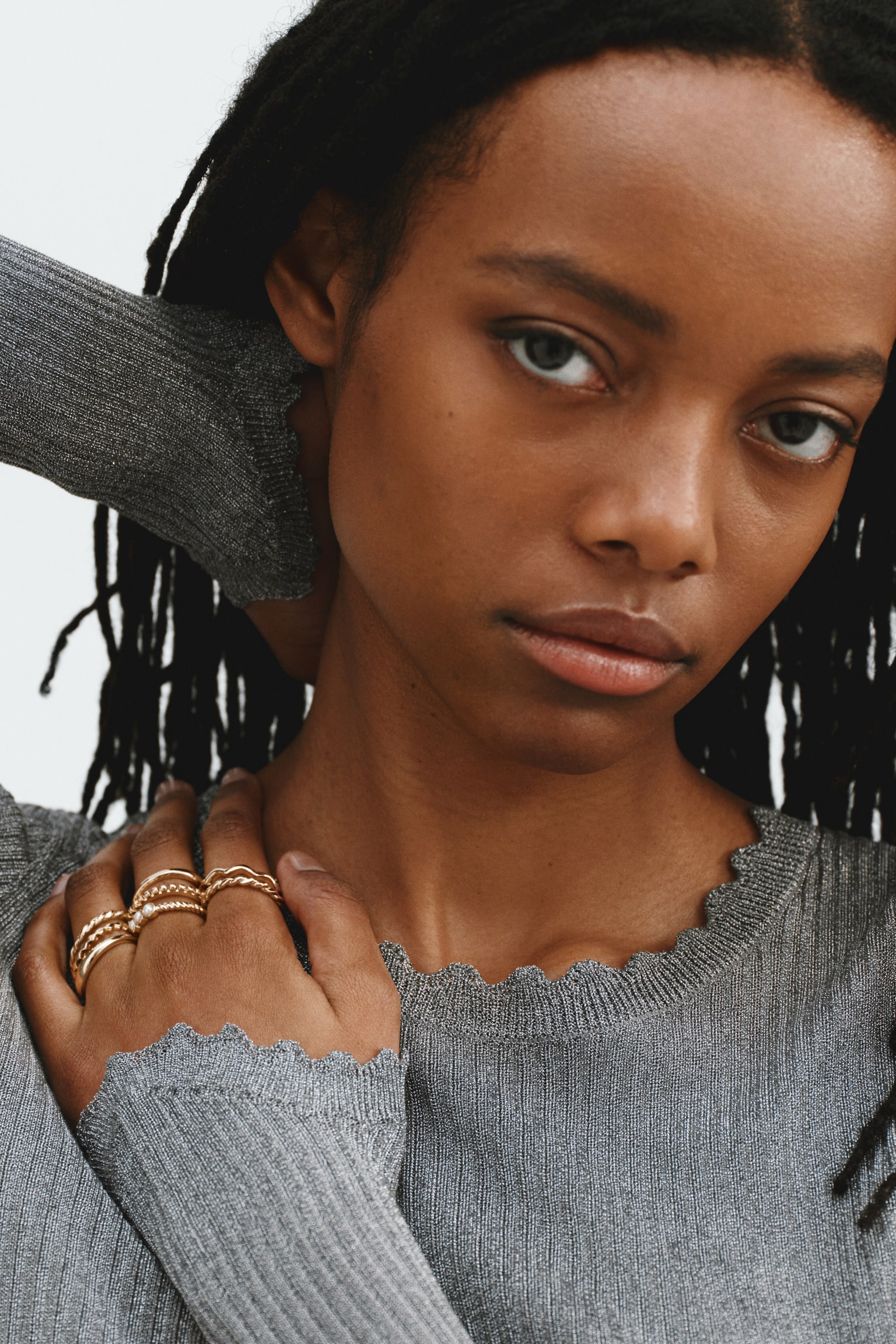 Glittery viscose top - Grey - 3