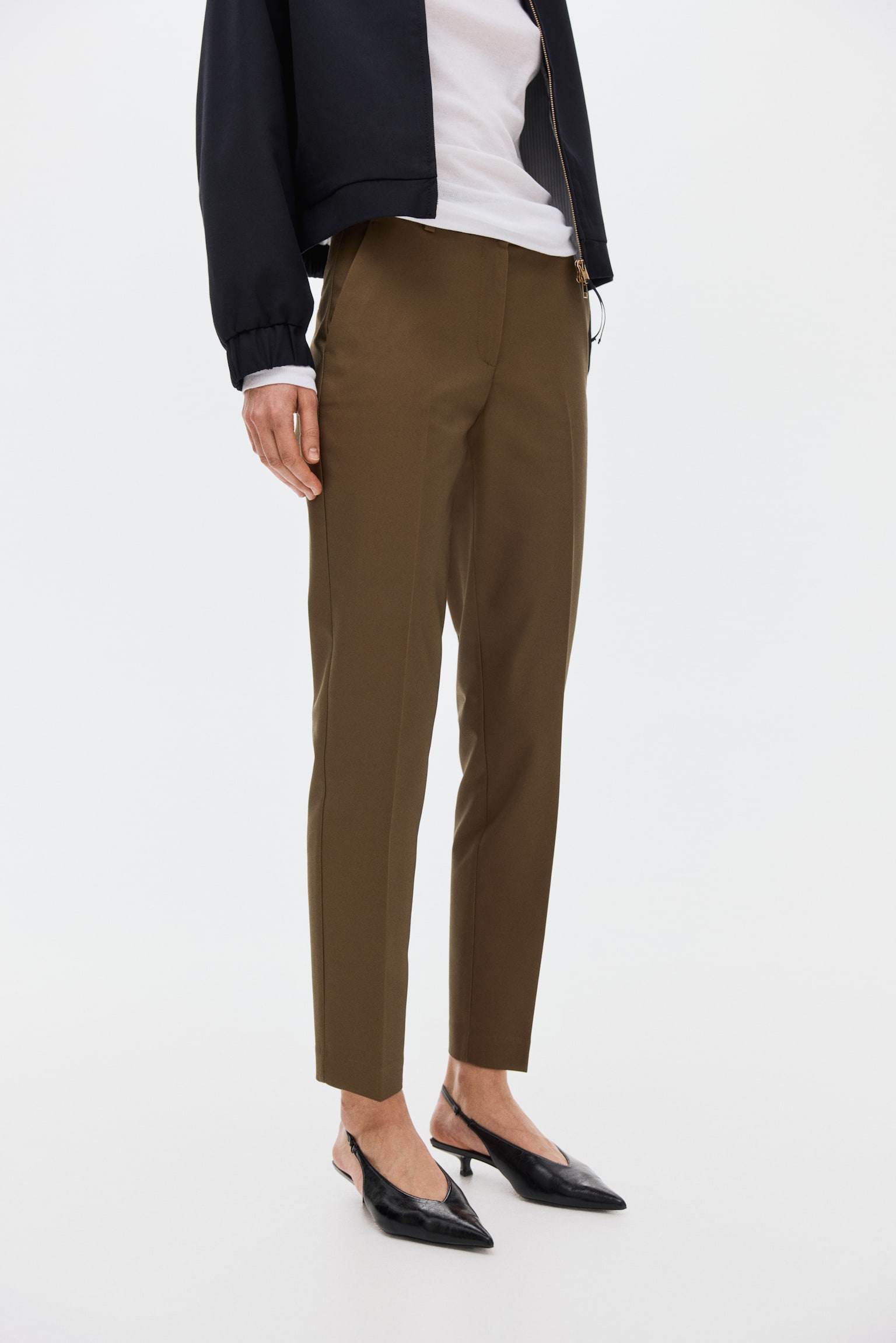 Cigarette trousers - Dark khaki green/Black/Navy blue/Light beige/Dark brown/Cream/Dark grey/Checked - 5