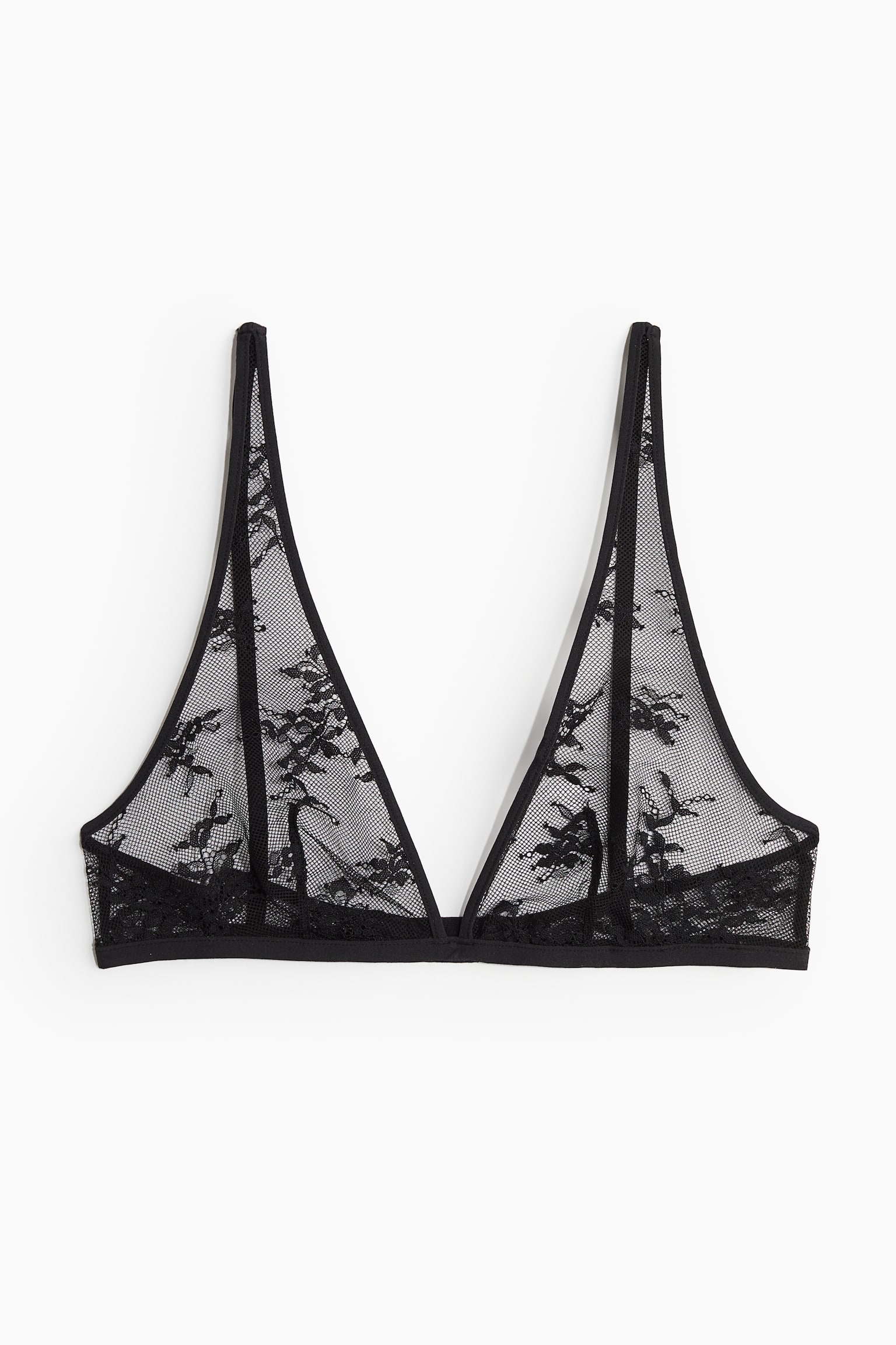 Non Padded Lace Soft Bra - Black/White - 1