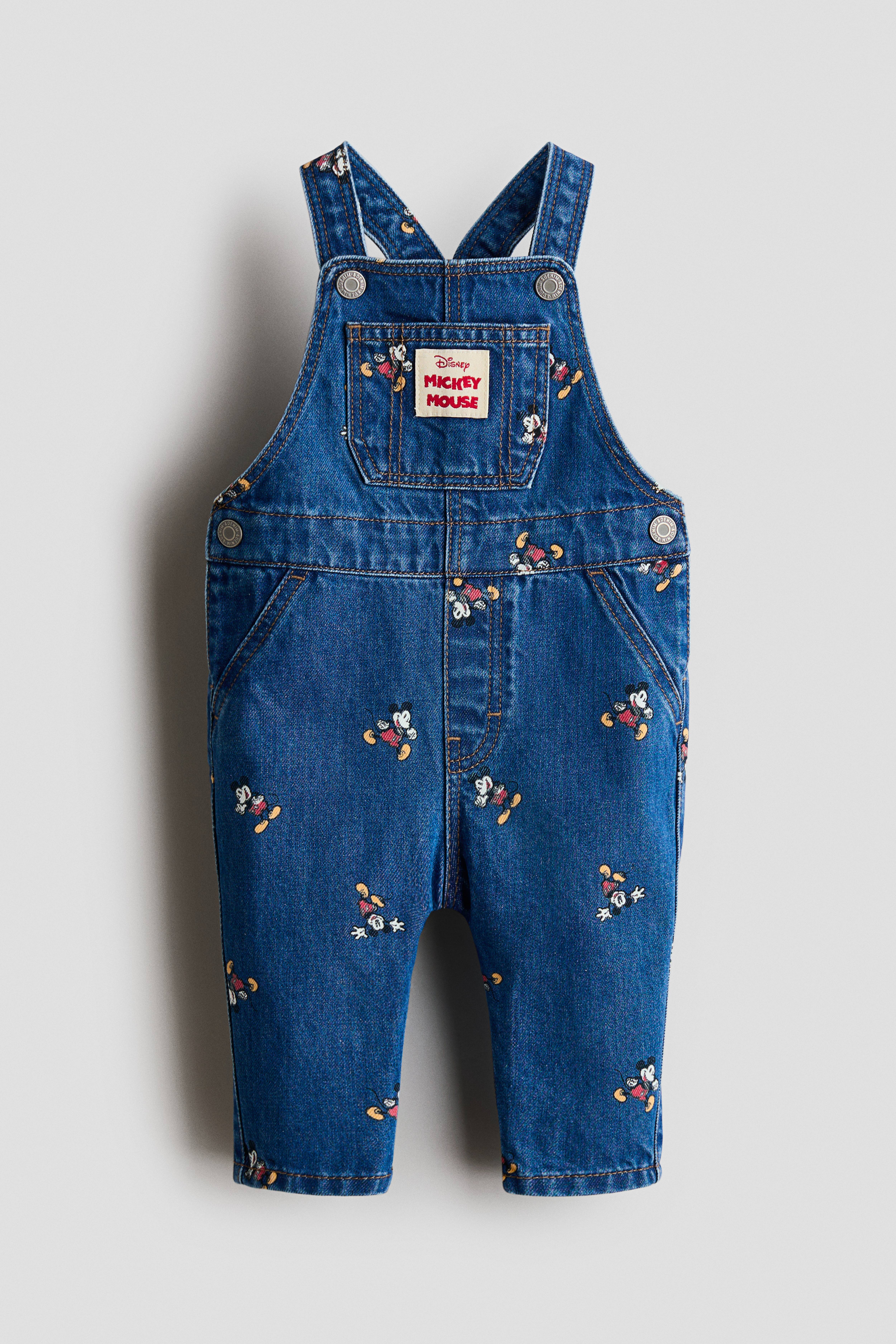 Printed Denim Overalls