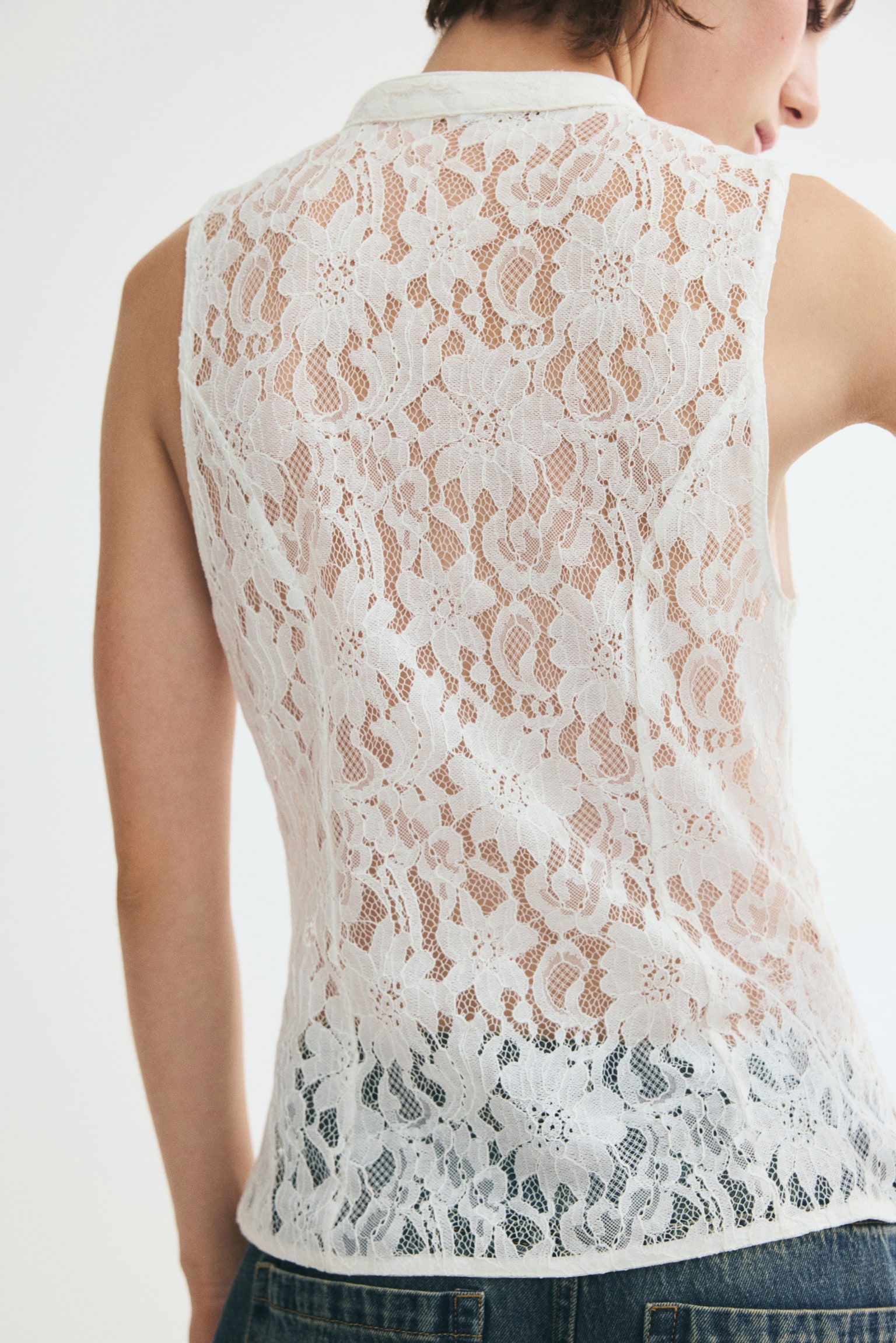 Женский жилет H&M Lace Vest, цвет: Белый — фото 5
