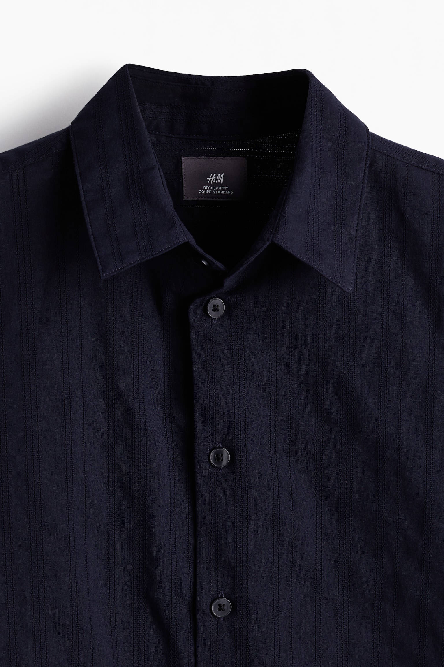 Regular Fit Textured shirt - Navy blue/Cream - 3