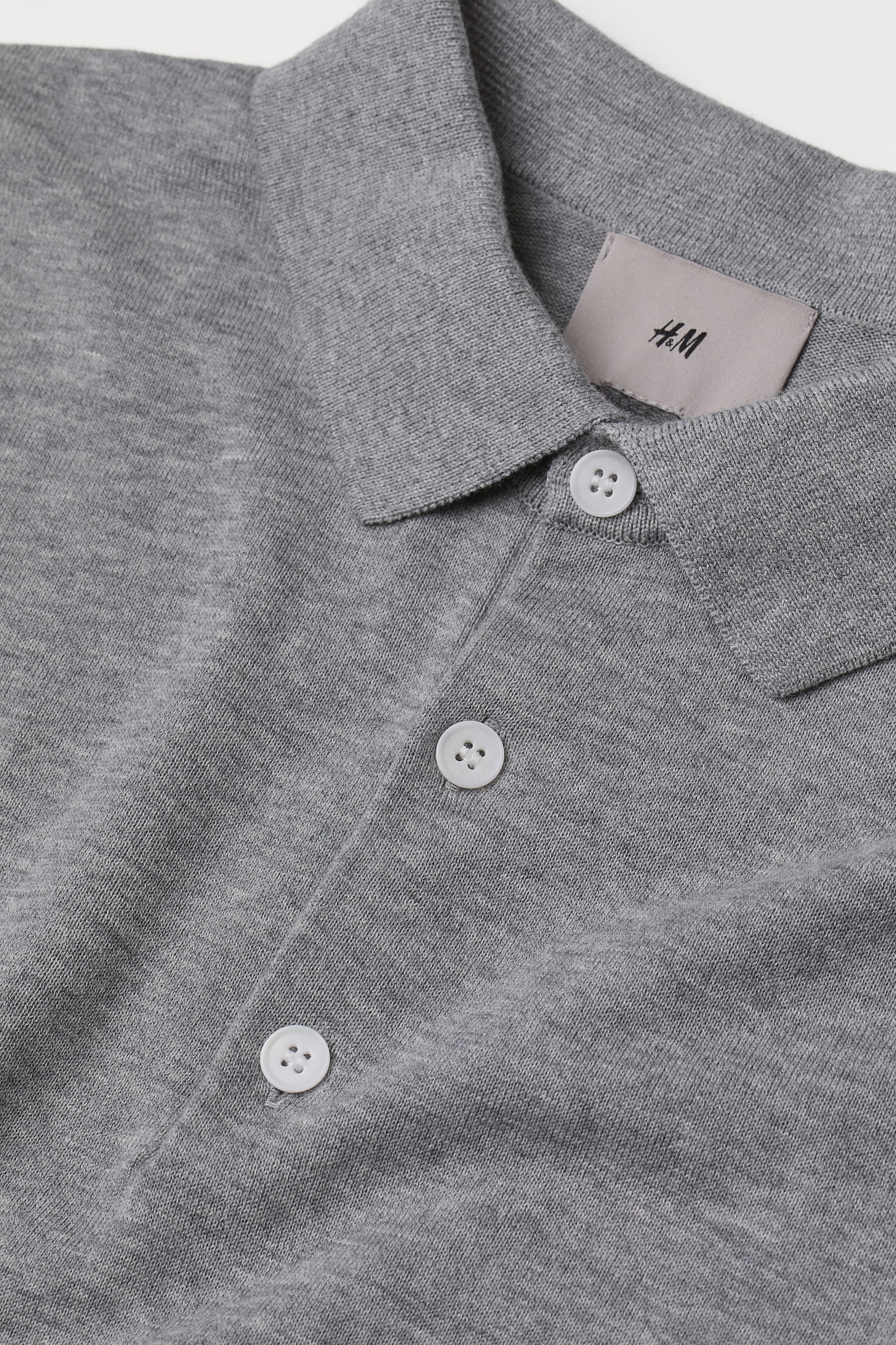 Premium cotton polo shirt - Short sleeve - Regular length - Grey marl ...