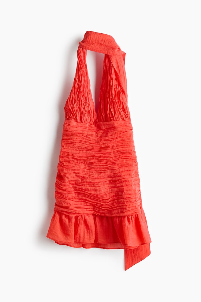 Ruched Scarf-Detail Dress - Bright red/Light brown/leopard print - 1
