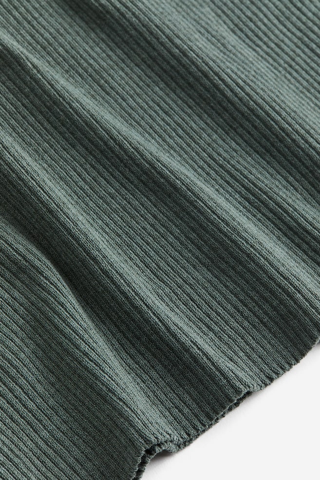 Rib-knit bodycon dress - Dusty green/Black marl/Black - 4