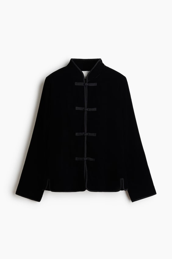 H&M Knot-button velvet jacket