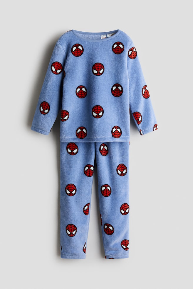 Pijama em tecido aveludado - Azul/Homem-Aranha/Cinzento escuro/Minecraft - 1