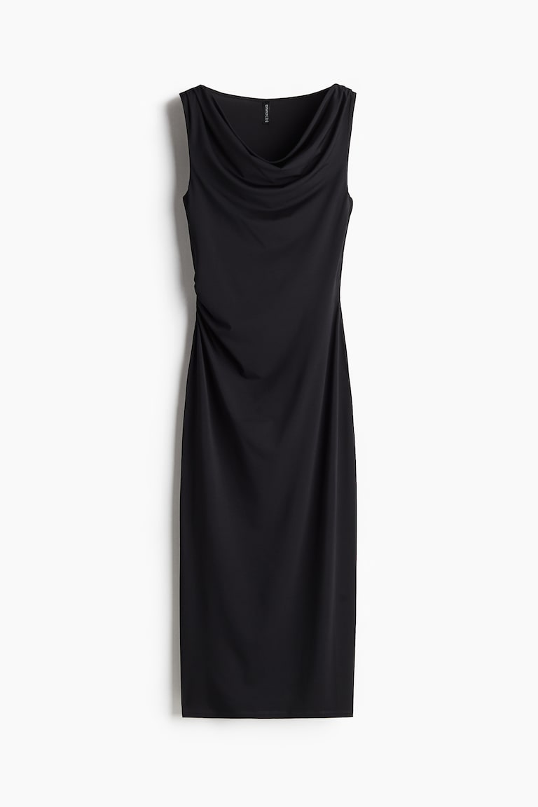 Women's Black Draped Midi Dress | H&M US