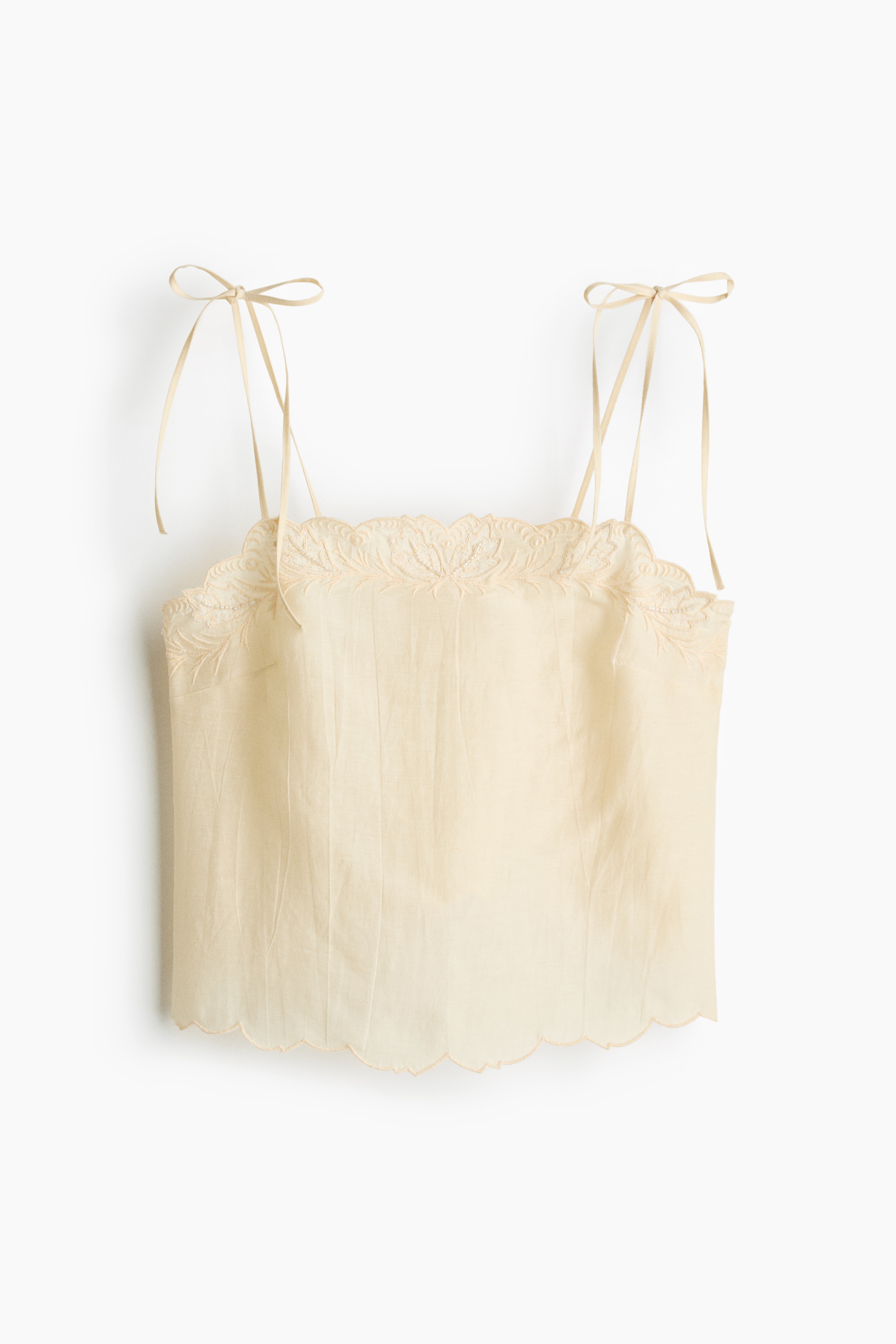 Haut de pyjama en lin mélangé - Jaune pâle