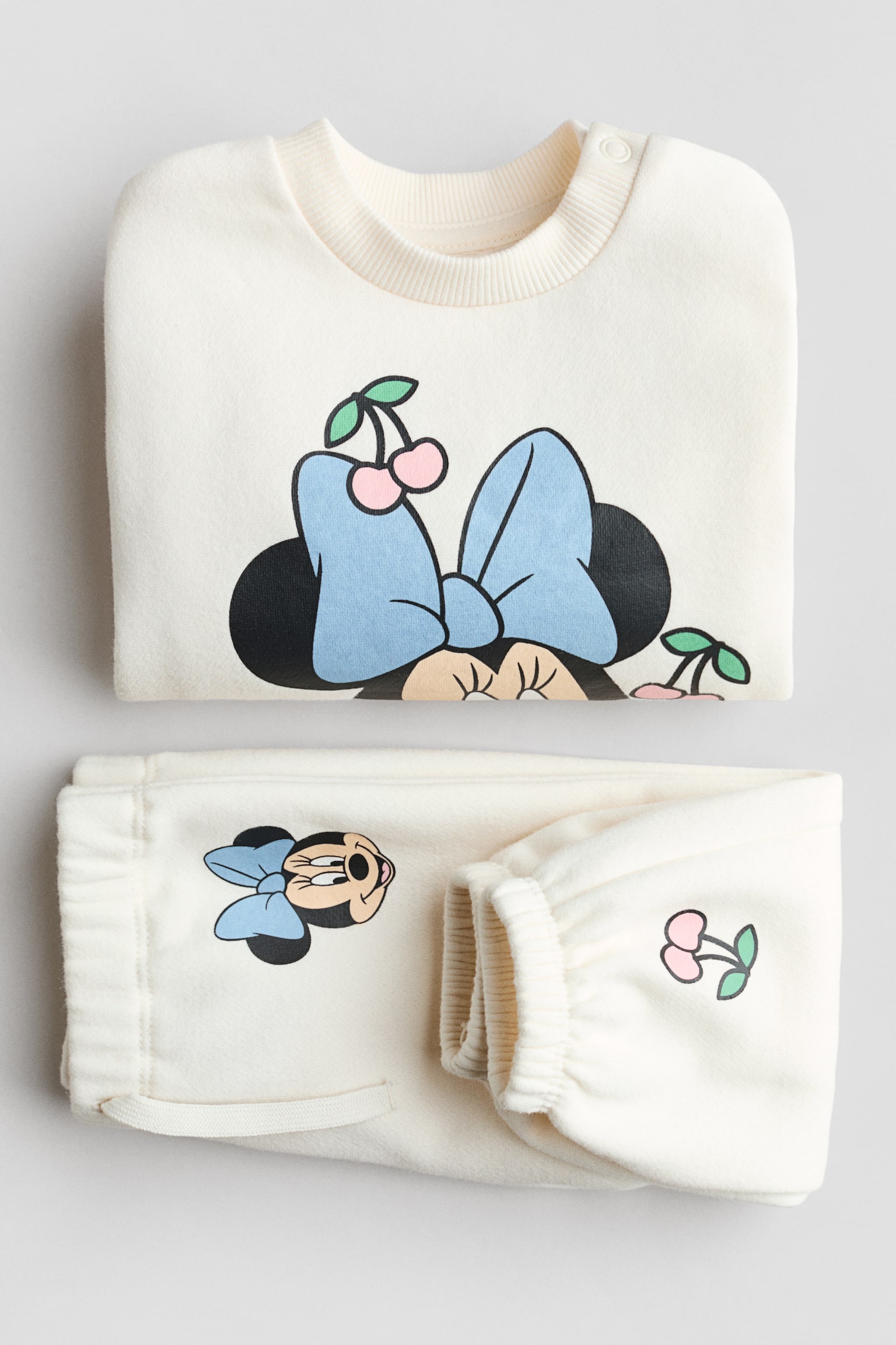 Σετ 2 τεμαχίων από ύφασμα φούτερ με τυπώματα - Κρεμ/Μίνι Μάους/Ανοιχτό ροζ/Hello Kitty/Ανοιχτό μπεζ/Μίνι Μάους - 2