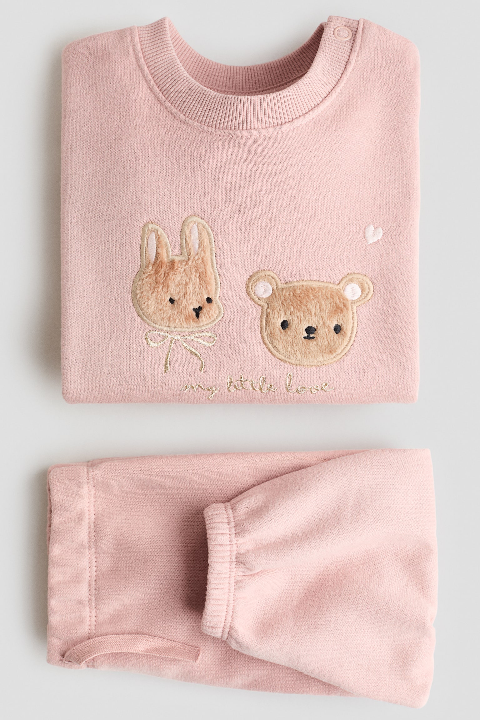 Детские комплекты H&M 2-Piece Sweatsuit with Motif, цвет: Светлый розовый — фото 2