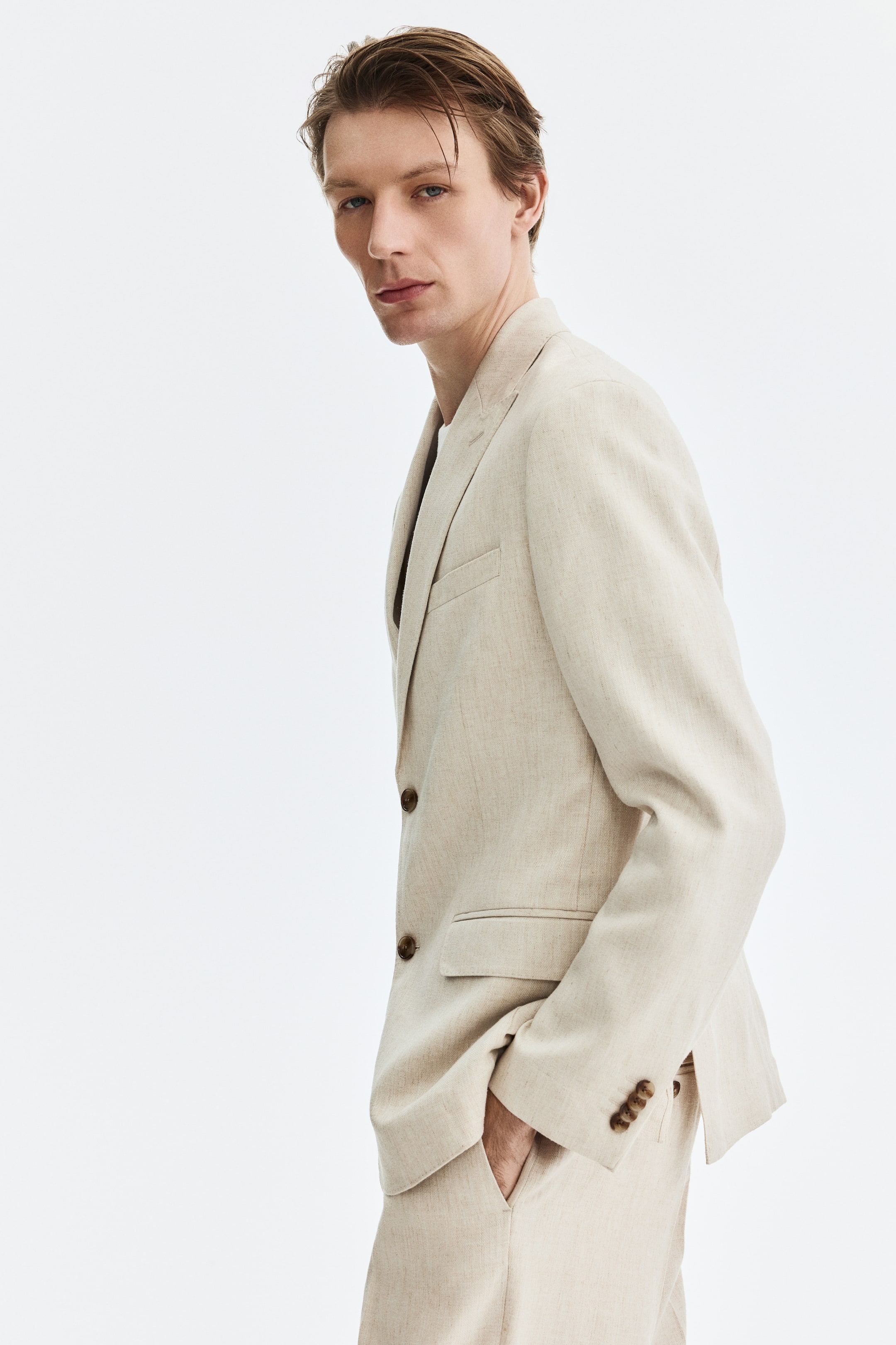 Мужские куртки H&M Regular-Fit Linen-Blend Jacket — фото 7