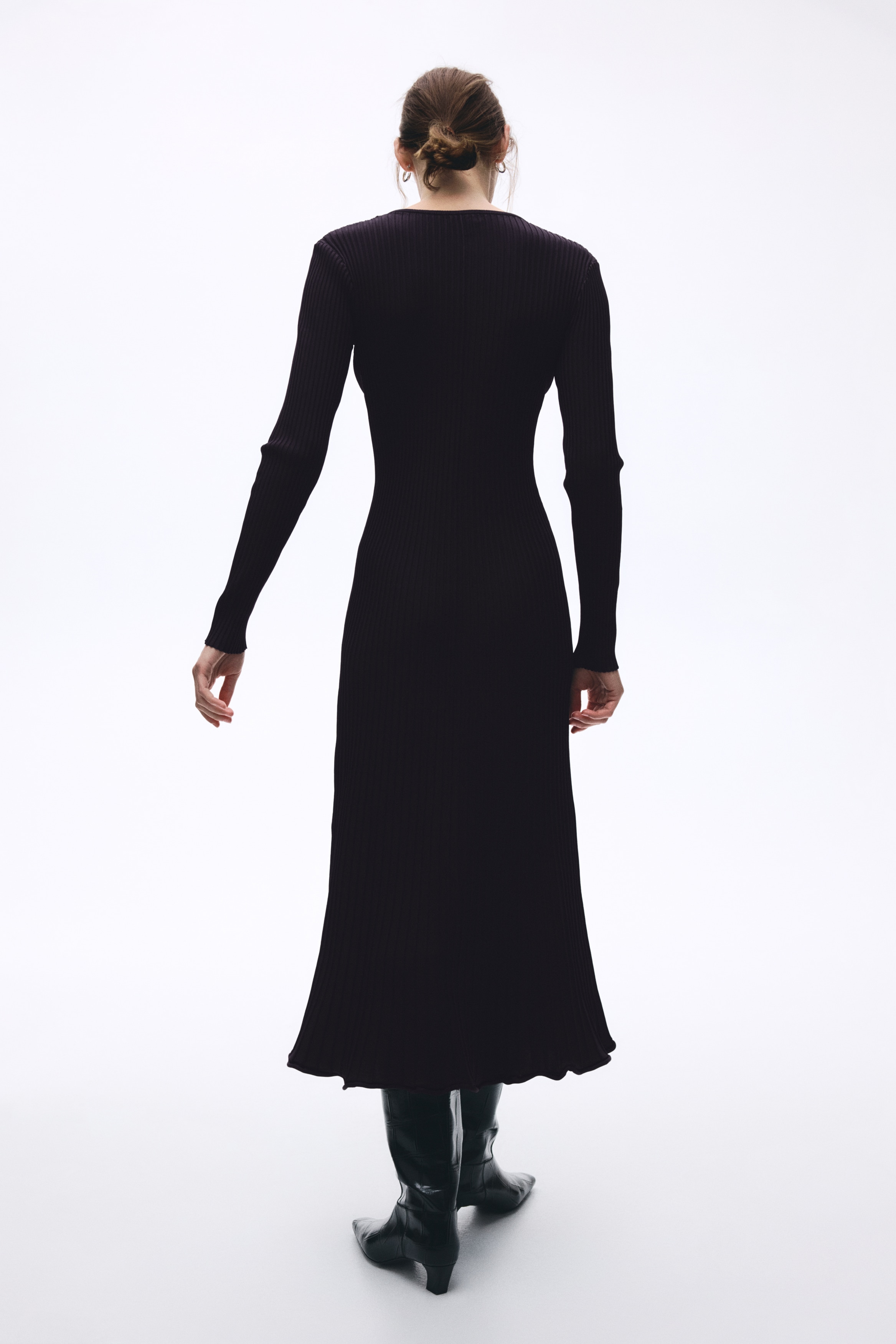 Vogstyle Abito Casual A-Line Maniche Lunghe - Orlo Irregolare In Misto Lino E Cotone, Taglie S-M-L - 4