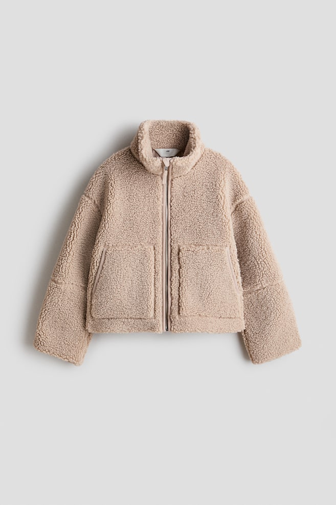 Jacke aus Teddyfleece - Hellbeige/Hellbeige/Dunkelbraun/Cremefarben - 1