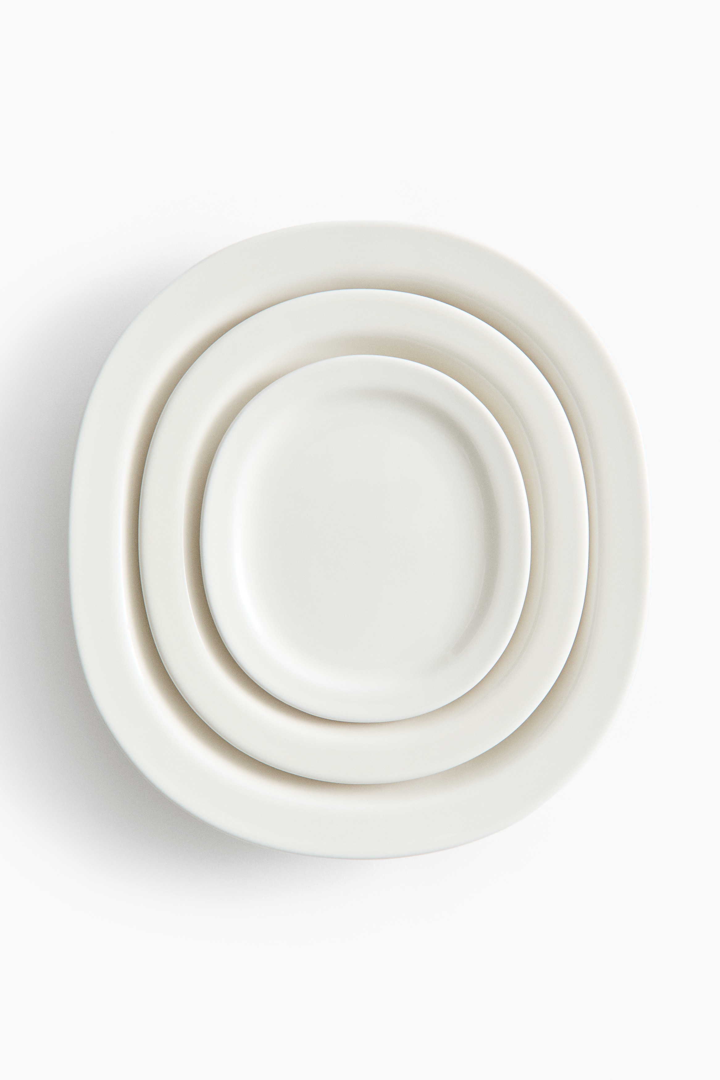 3-Piece Porcelain Serving Plate Set - White/Light taupe
