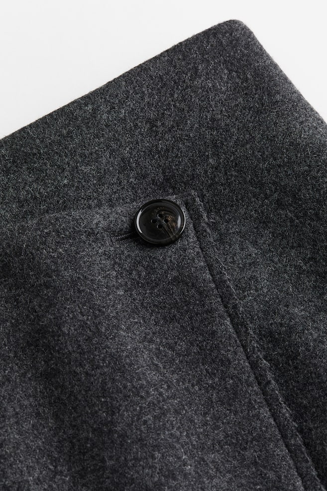 Wool-blend wrapover skirt - Dark grey marl - 3