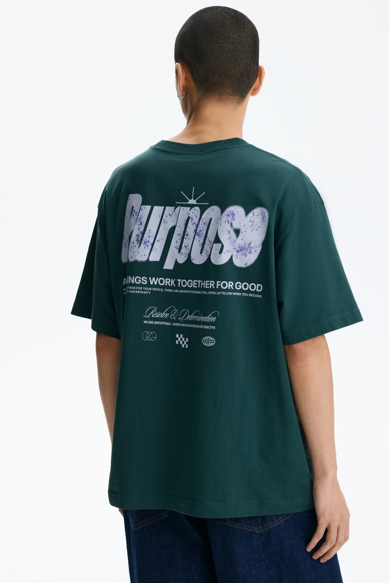 Relaxed Fit Printed T-shirt - Темно-зелений/Purpose/Білий/Umami Foods/Білий/Soho Creatives/Сірий меланж/Balance - 8