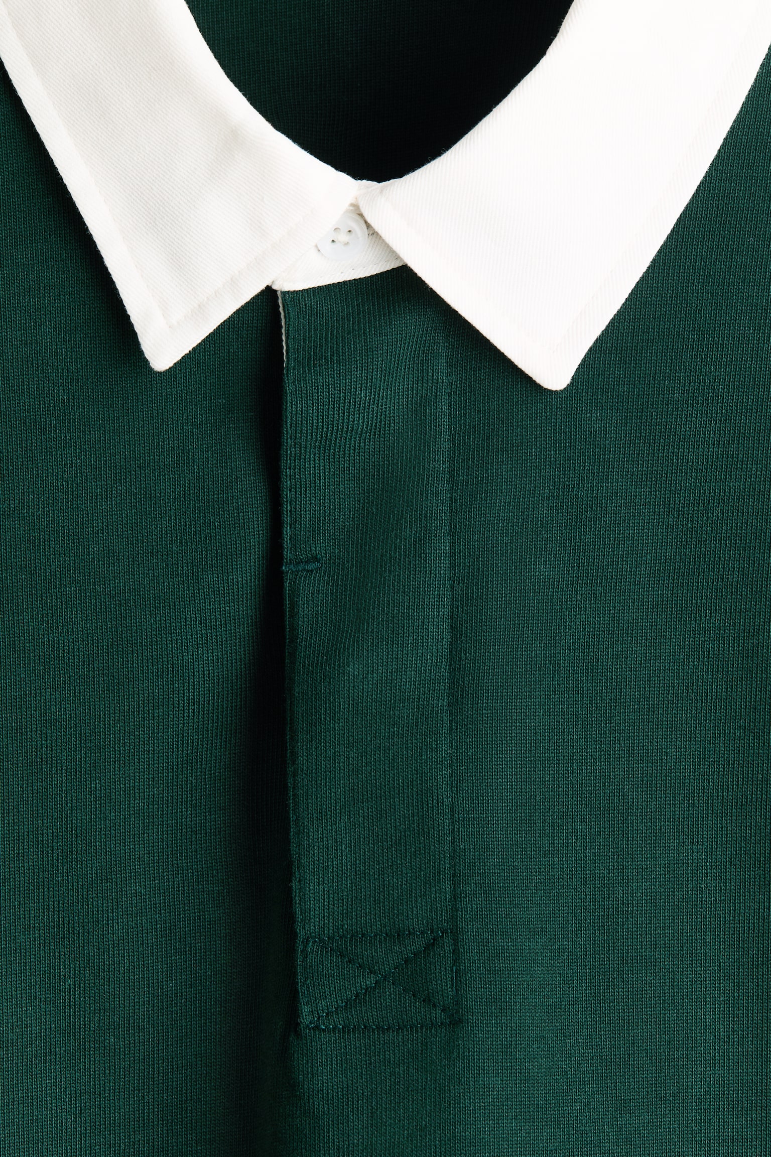 Мужская рубашка H&M Relaxed-Fit Cotton Rugby Shirt, цвет: Зелёный / Белый — фото 7