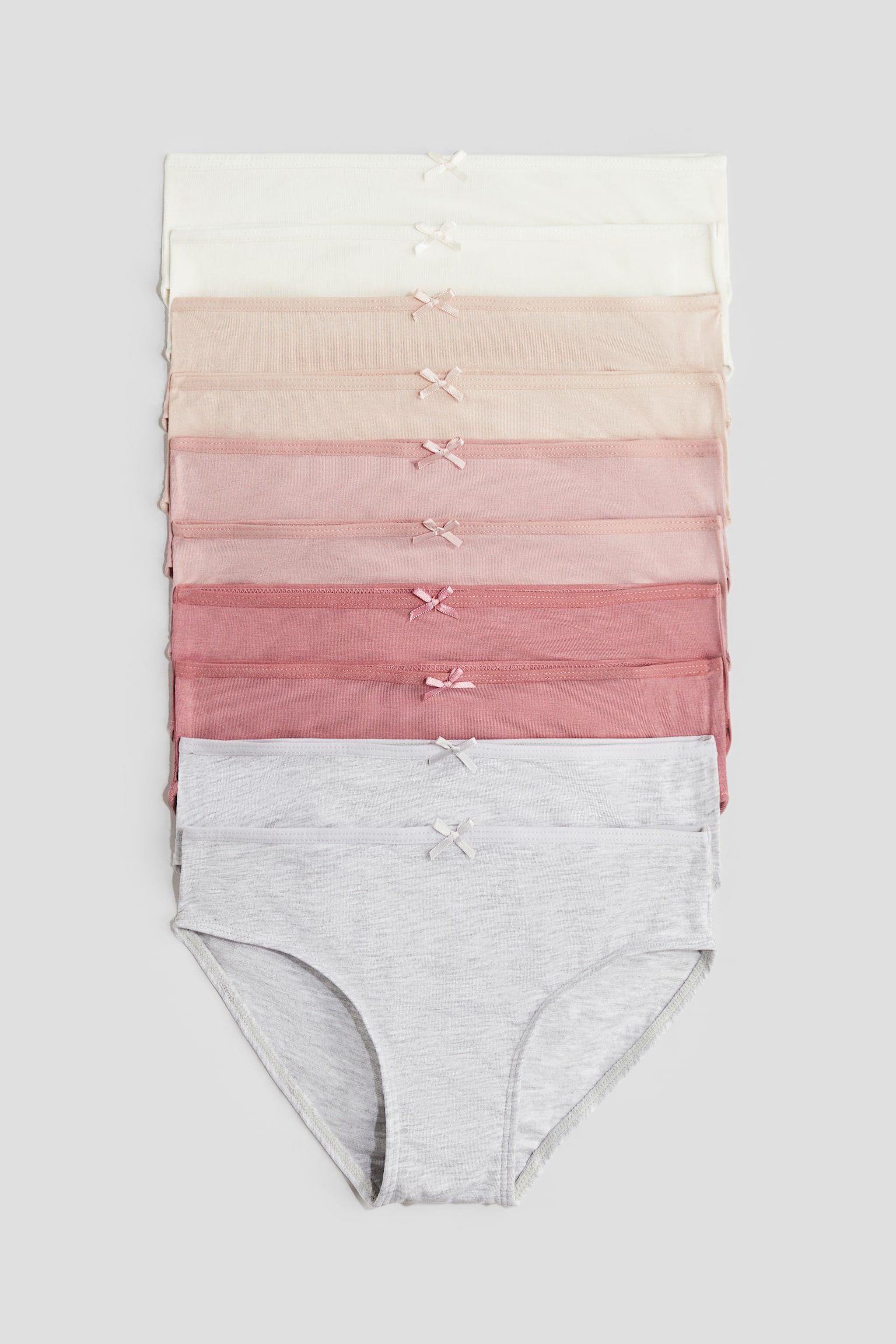 10-pack cotton briefs - White/Pink/Light grey marl/Light yellow/Light pink/Light pink/White/Pink/Light pink - 1